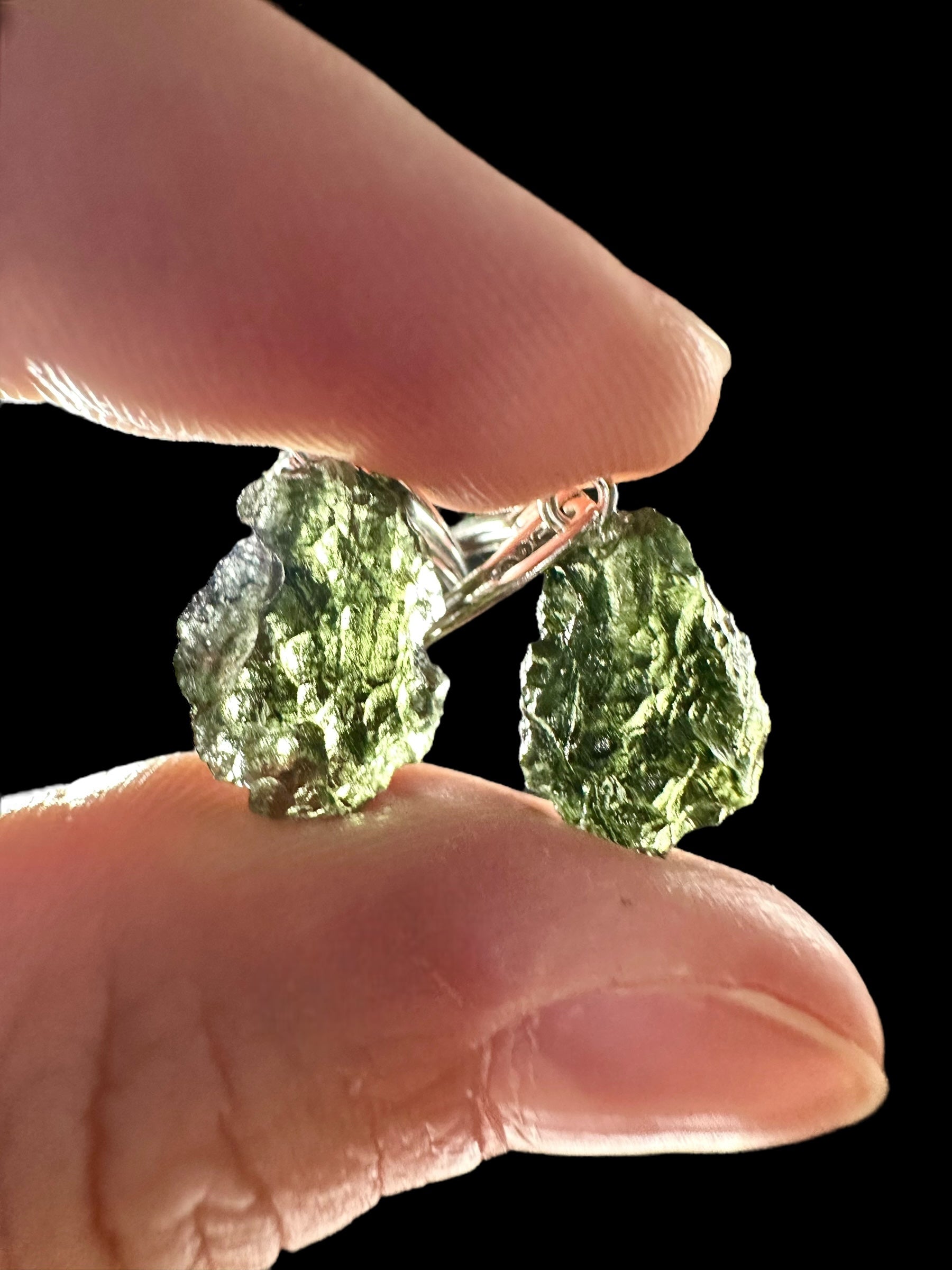 Silver moldavite earrings - SN/V011