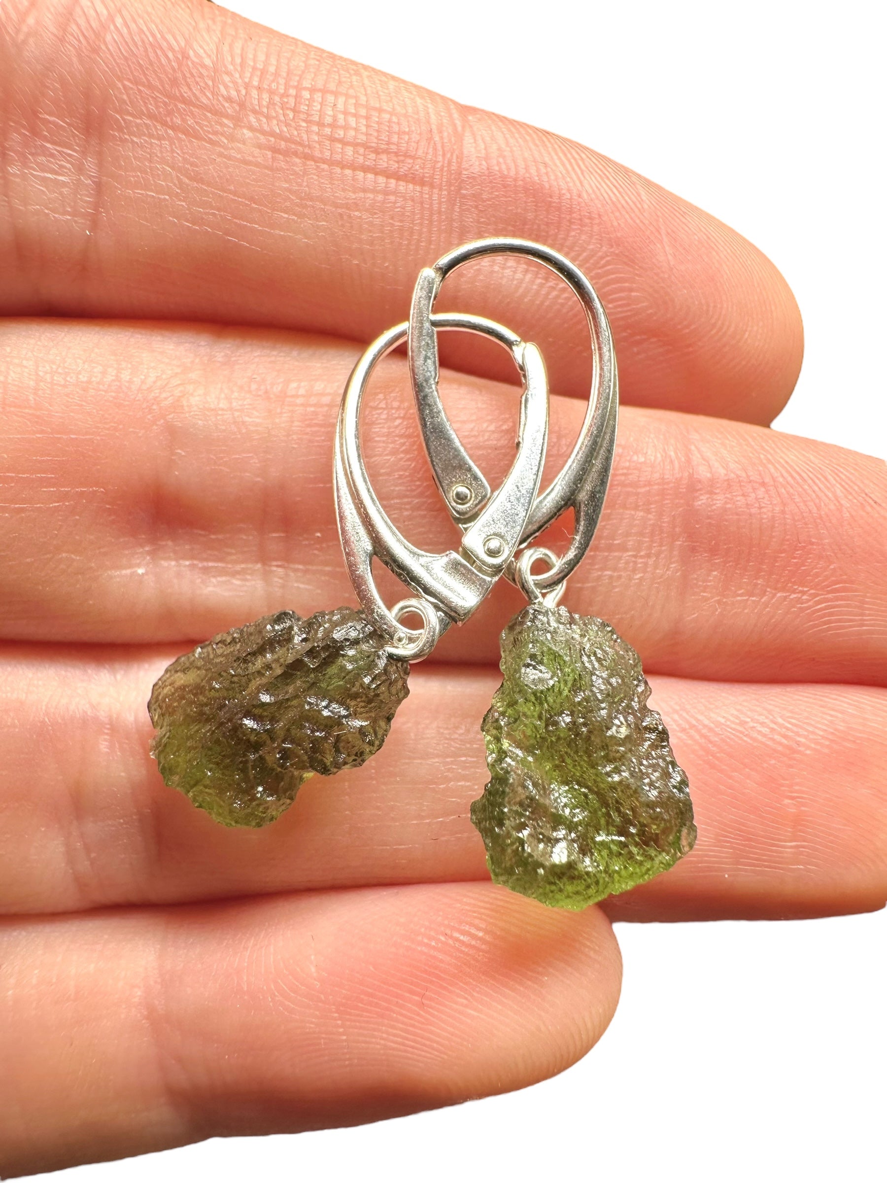 Silver moldavite earrings - SN/V012