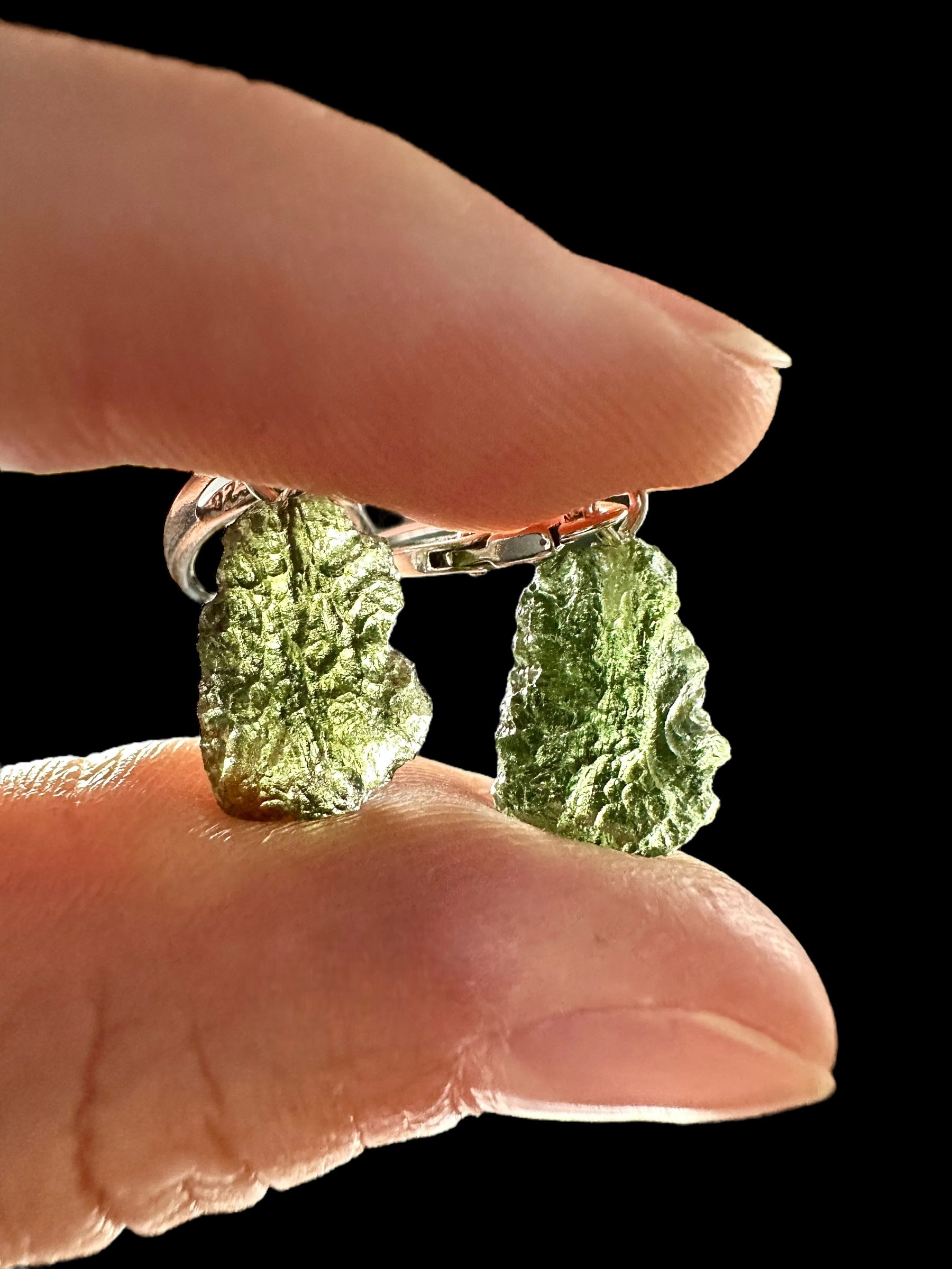 Silver moldavite earrings - SN/V012