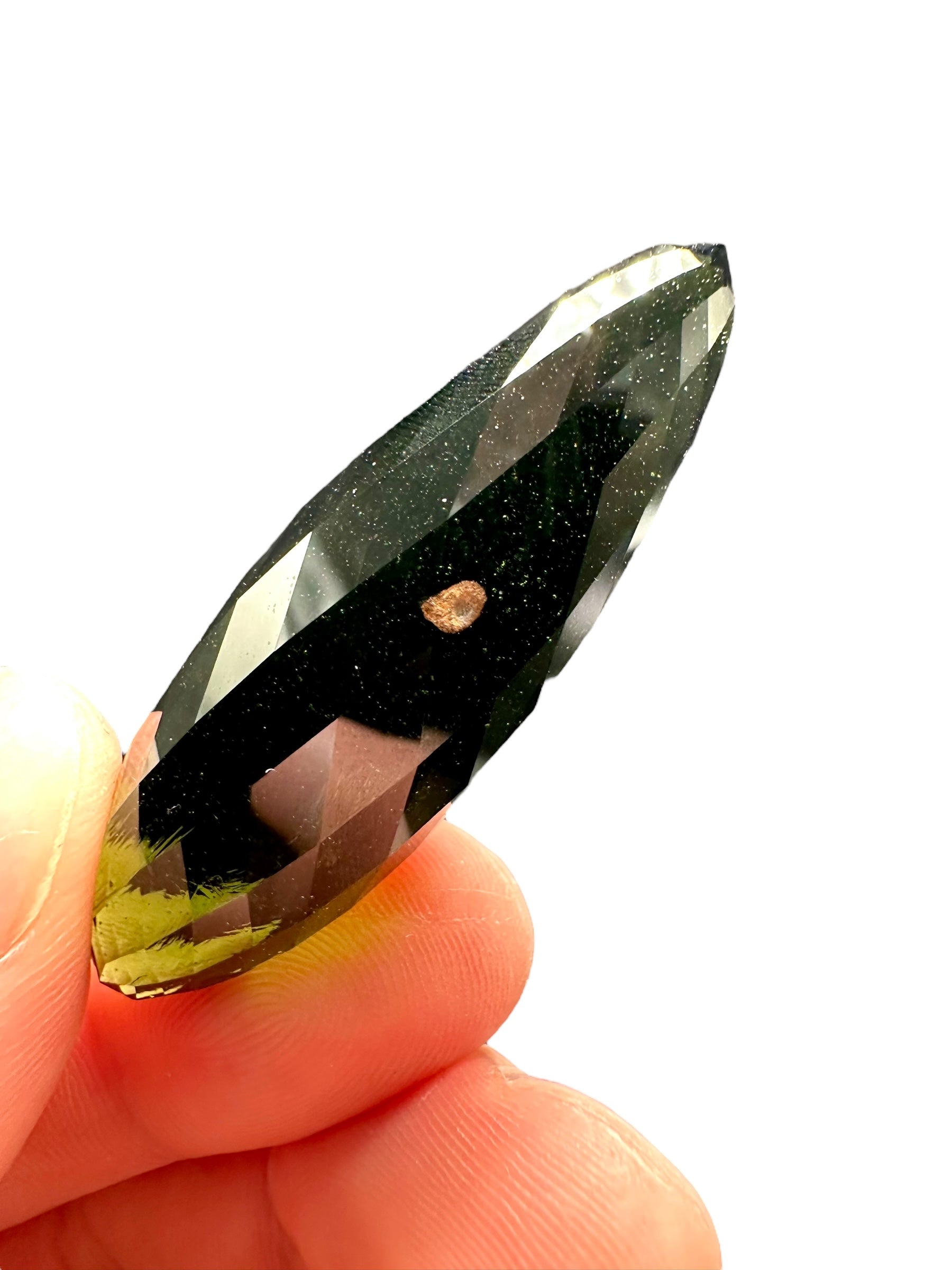 Faceted moldavite Vortex Drop 74ct – 187 facets - BV046