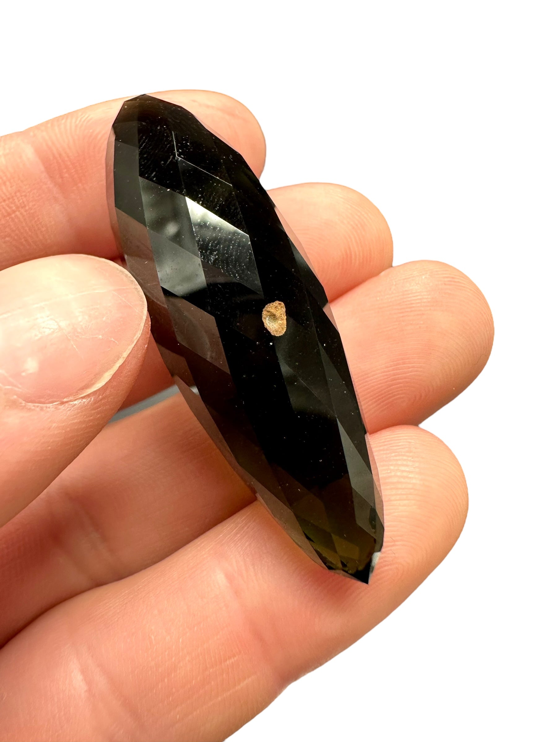 Faceted moldavite Vortex Drop 74ct – 187 facets - BV046