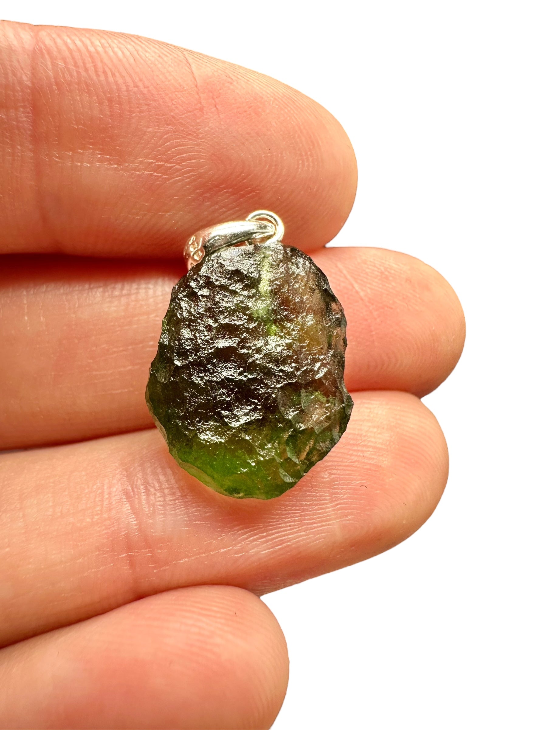 Silver moldavite pendant 2g