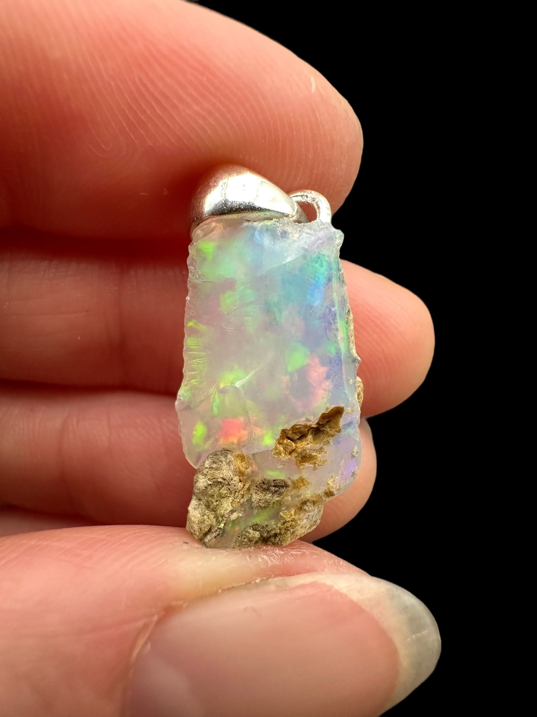Silver precious opal pendant