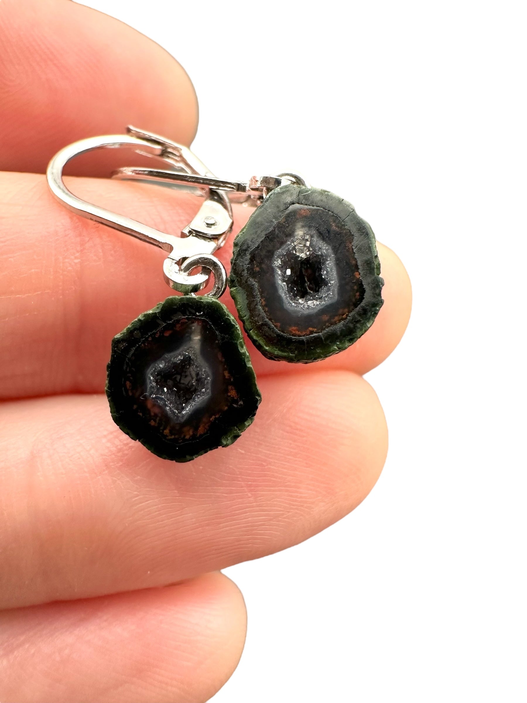 Silver agate minigeode earrings - SP/A009