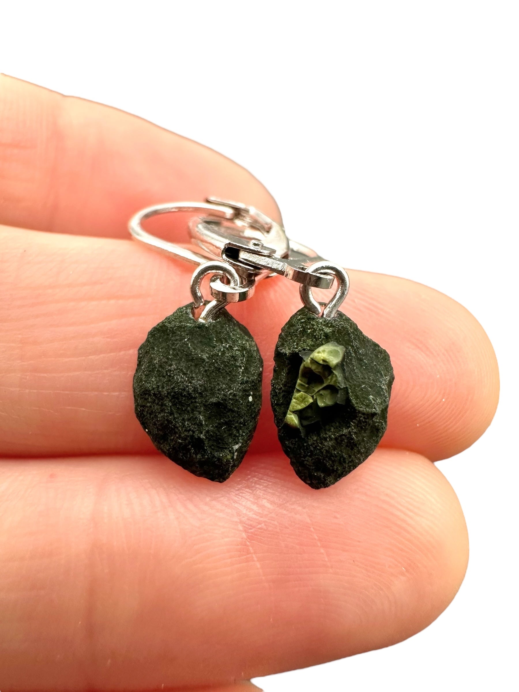Silver agate minigeode earrings - SP/A016
