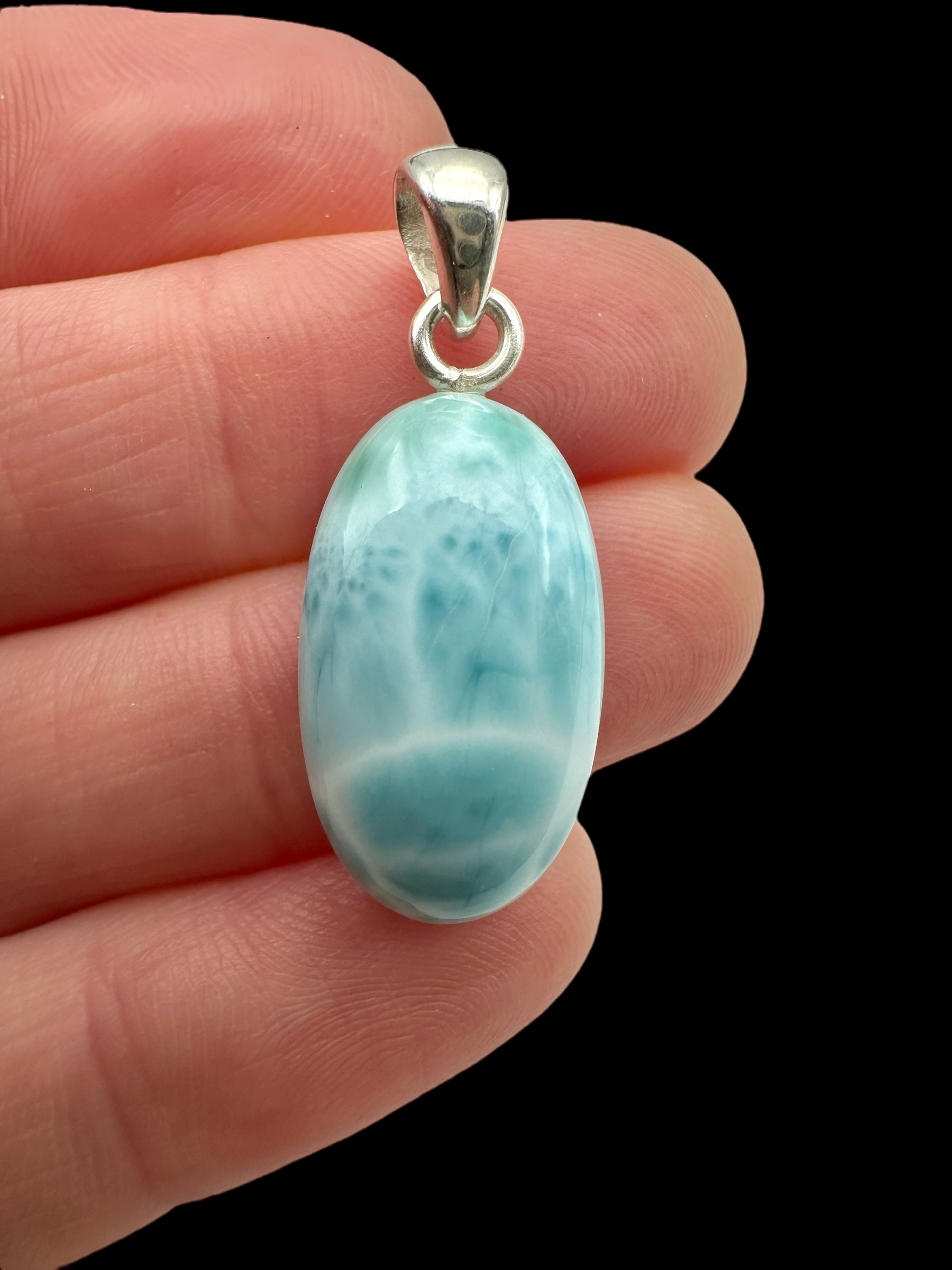 Silver larimar pendant – Dominican Republic