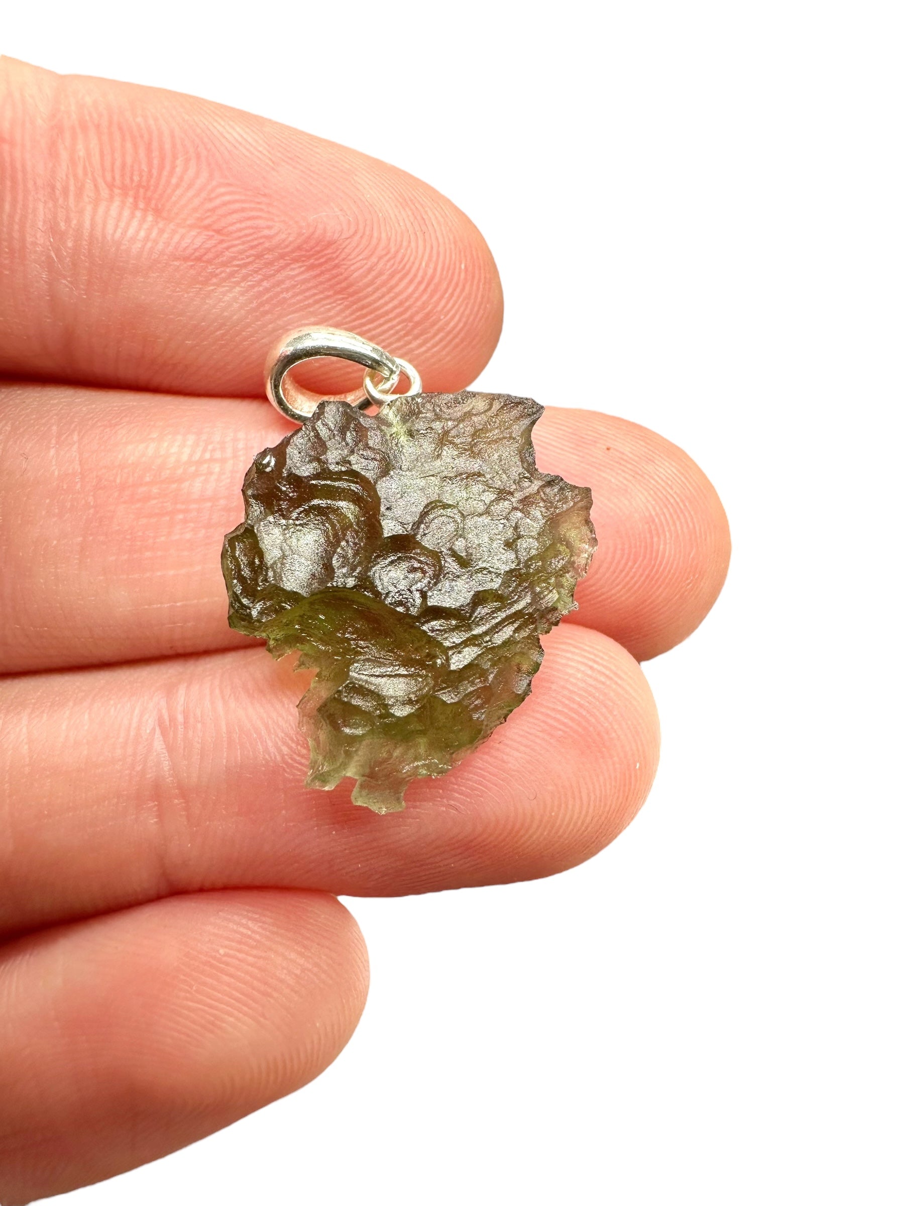 Silver moldavite pendant 2g