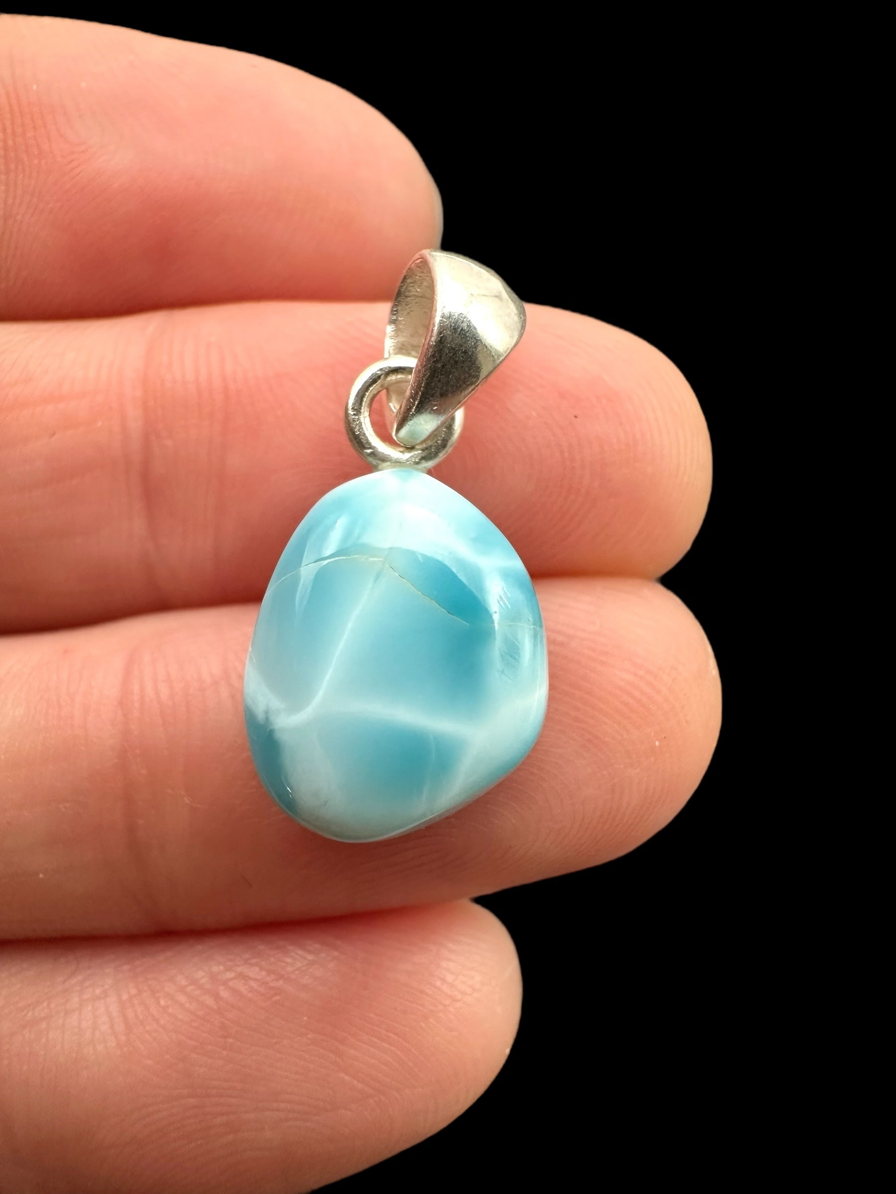 Silver larimar pendant – Dominican Republic