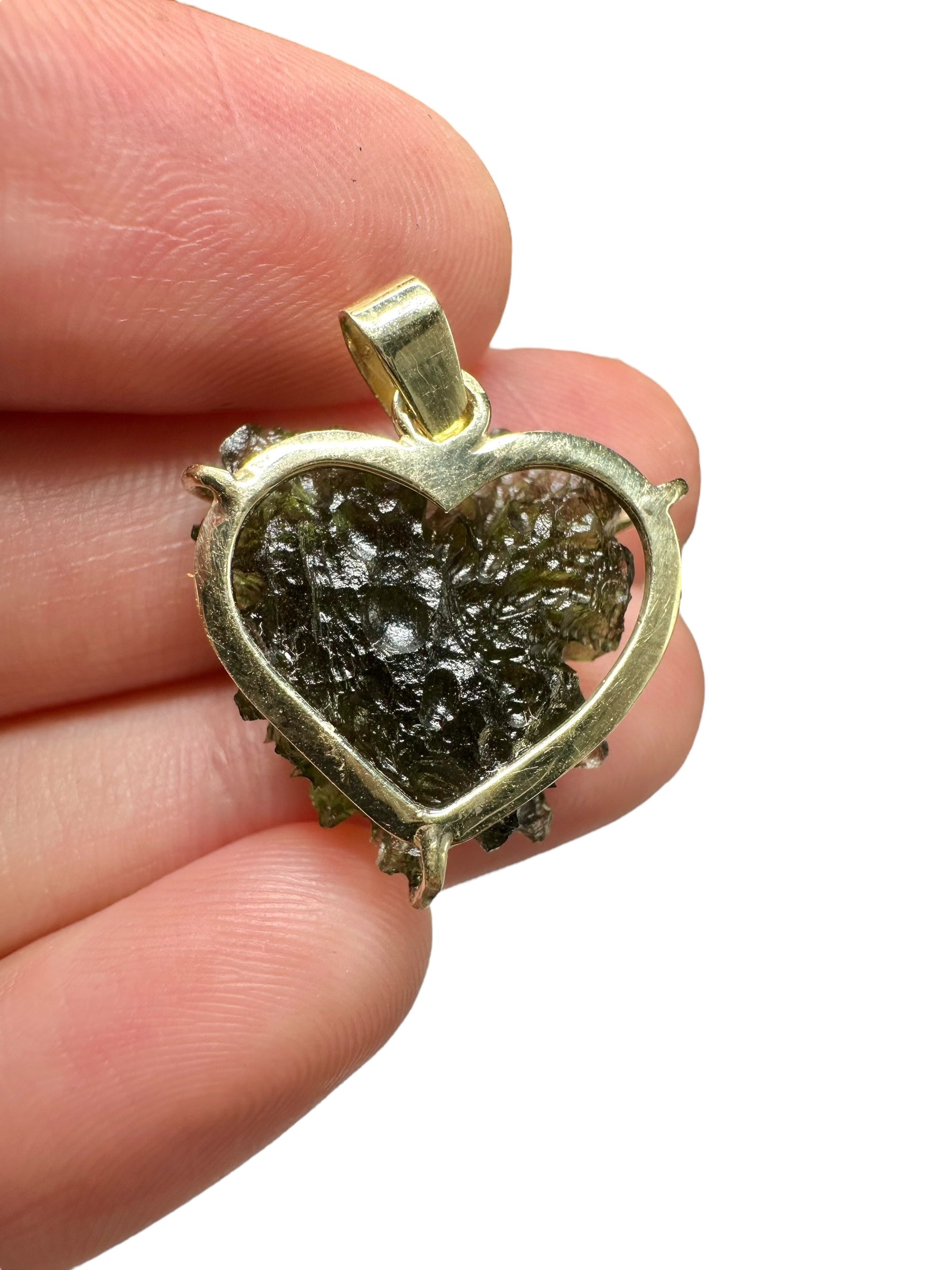 Gold moldavite pendant 3,8g – heart - ZP/V042