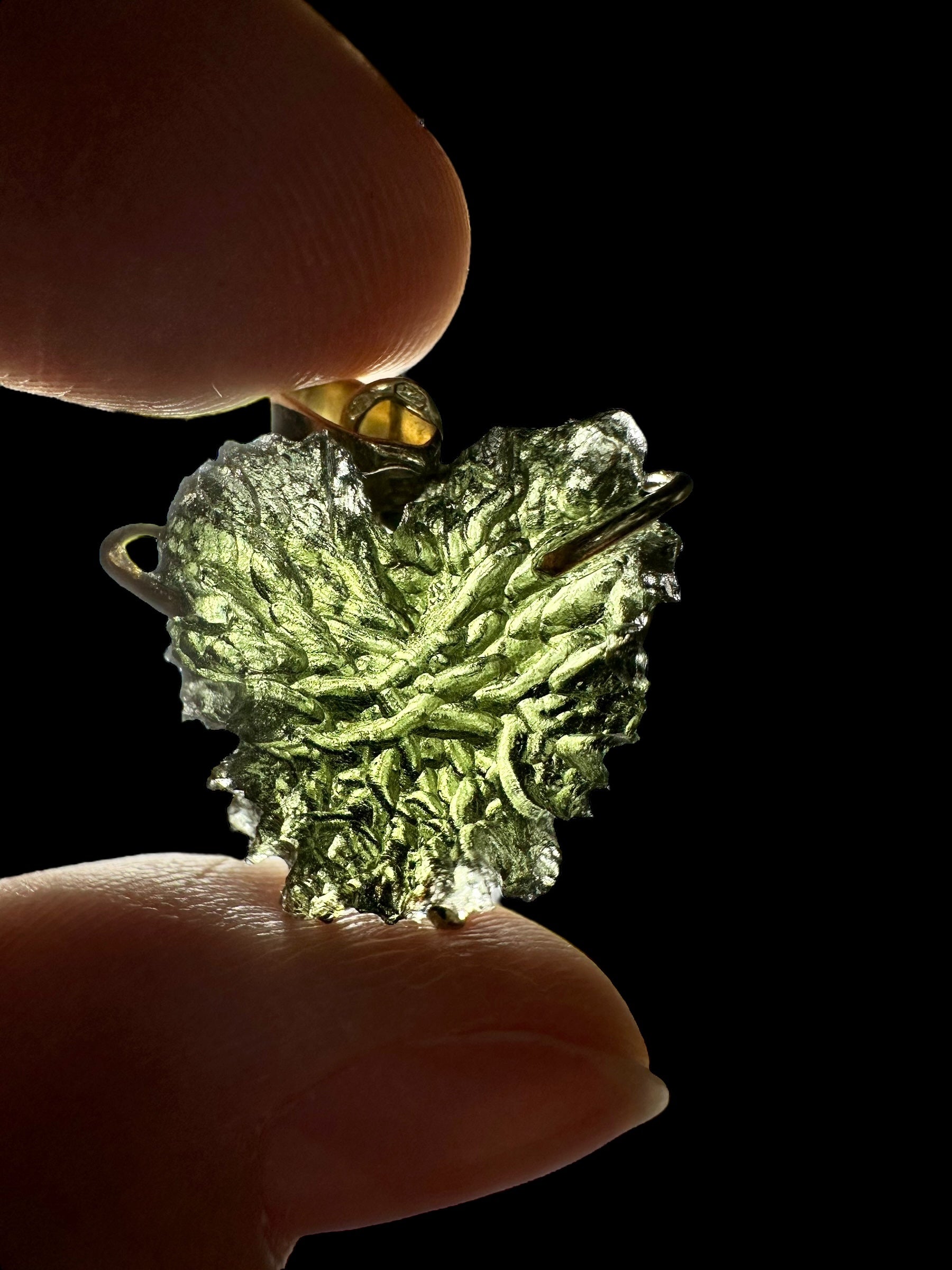 Gold moldavite pendant 3,8g – heart - ZP/V042