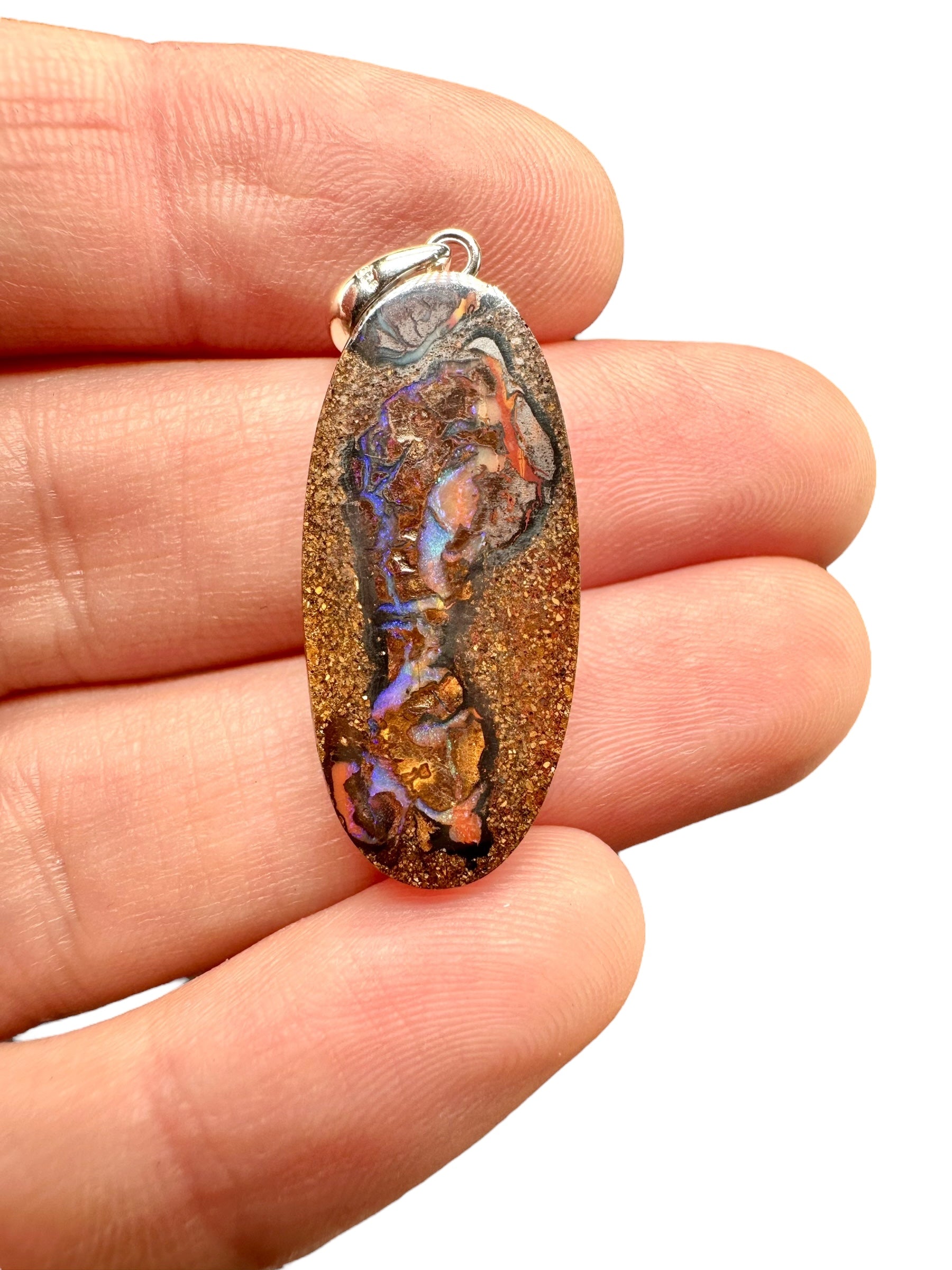 Silver pendant from Australian boulder opal - SP/AB01