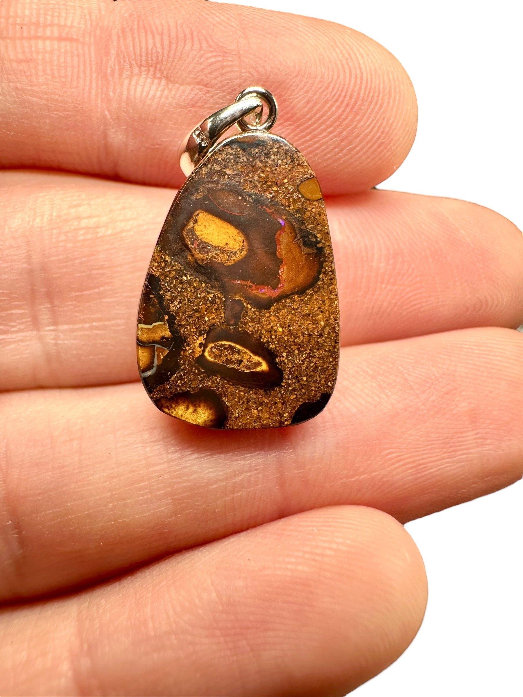 Silver pendant from Australian boulder opal - SP/AB07