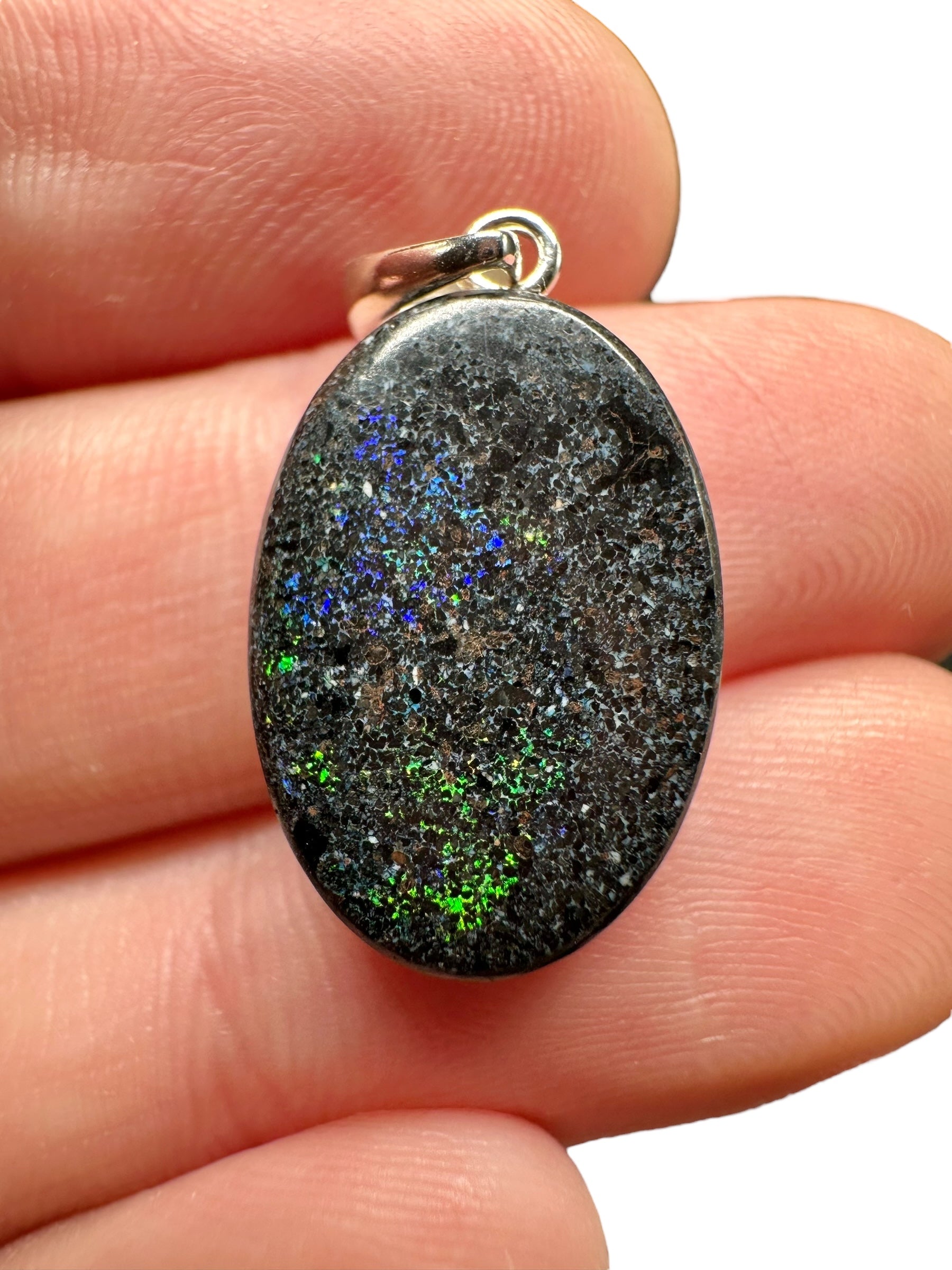 Silver pendant from Australian opal