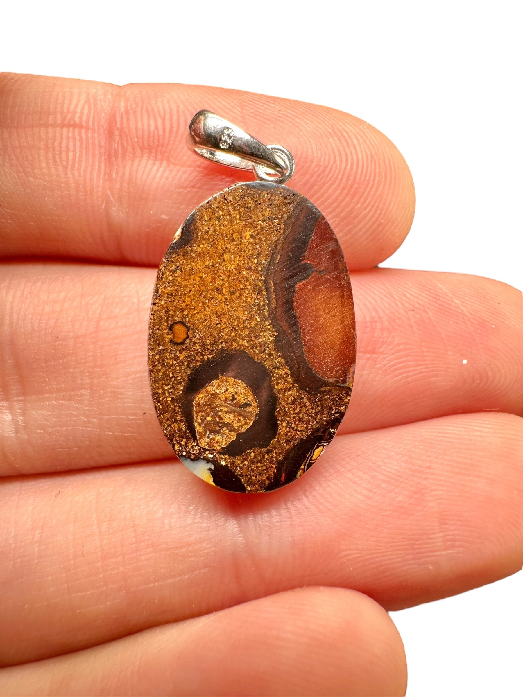 Silver pendant from Australian boulder opal - SP/AB13