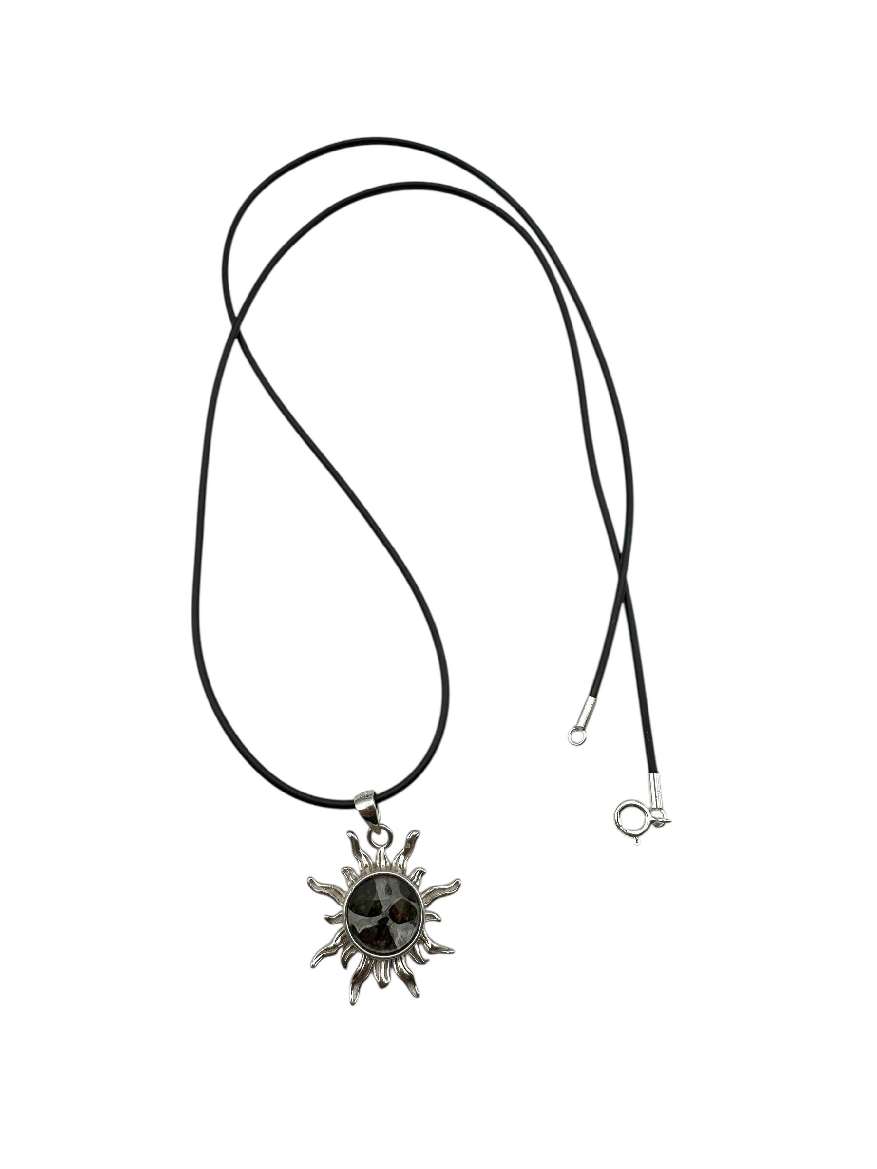 Leather cord with silver clasp, 57 cm, width 1,5 mm