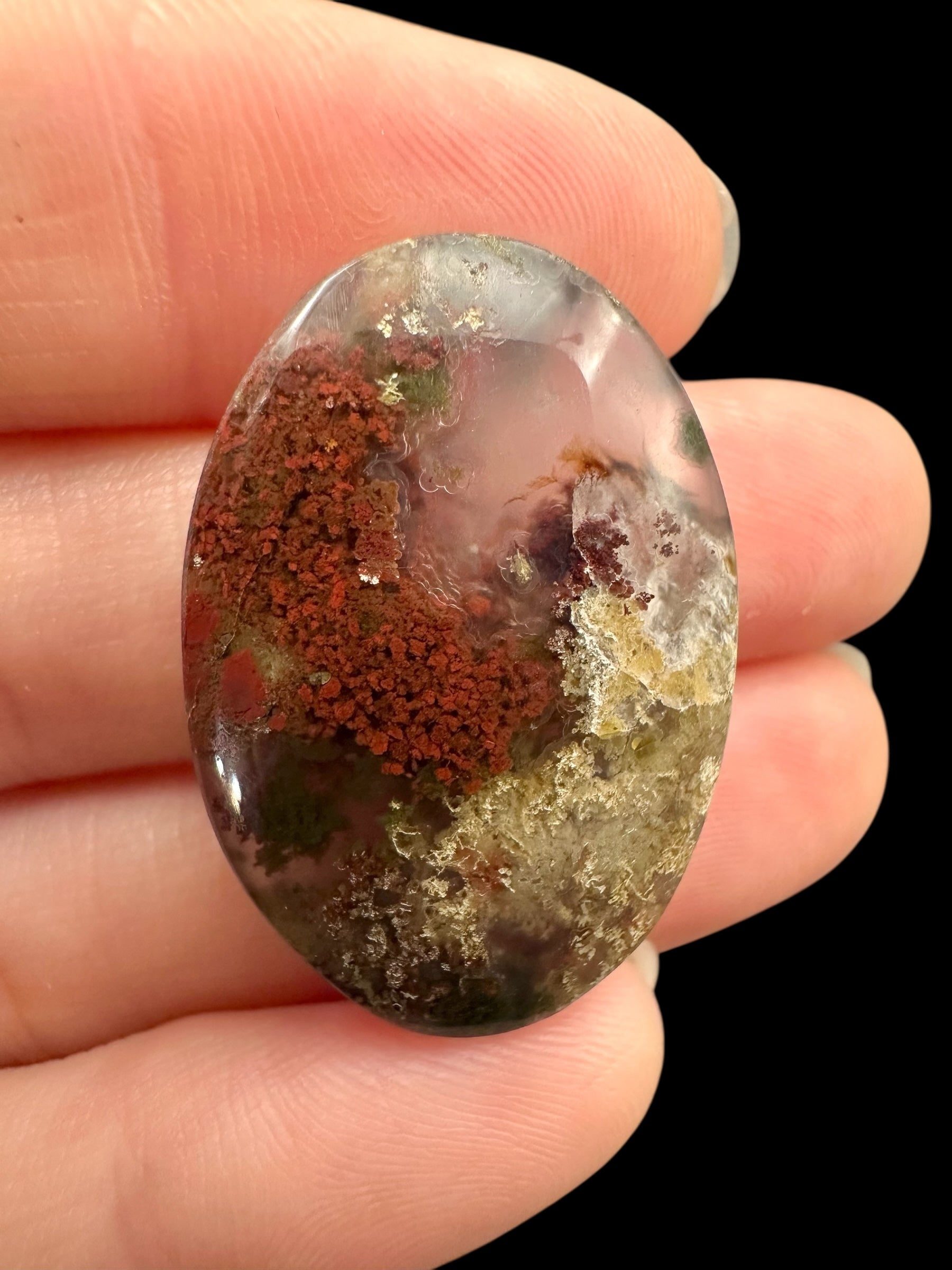 Moos agate cabochon – West Java, Indonesia