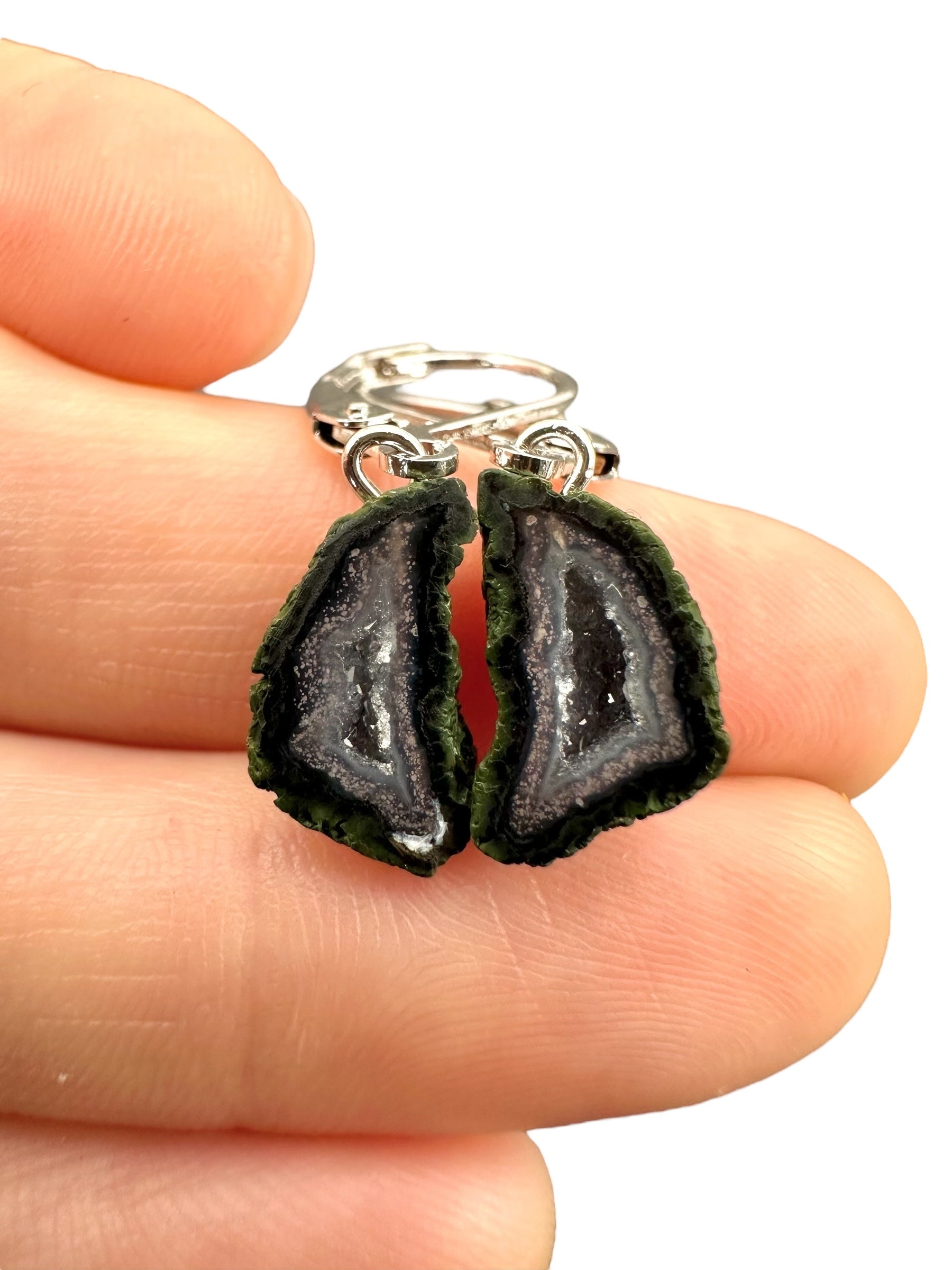 Silver agate minigeode earrings - SP/A020