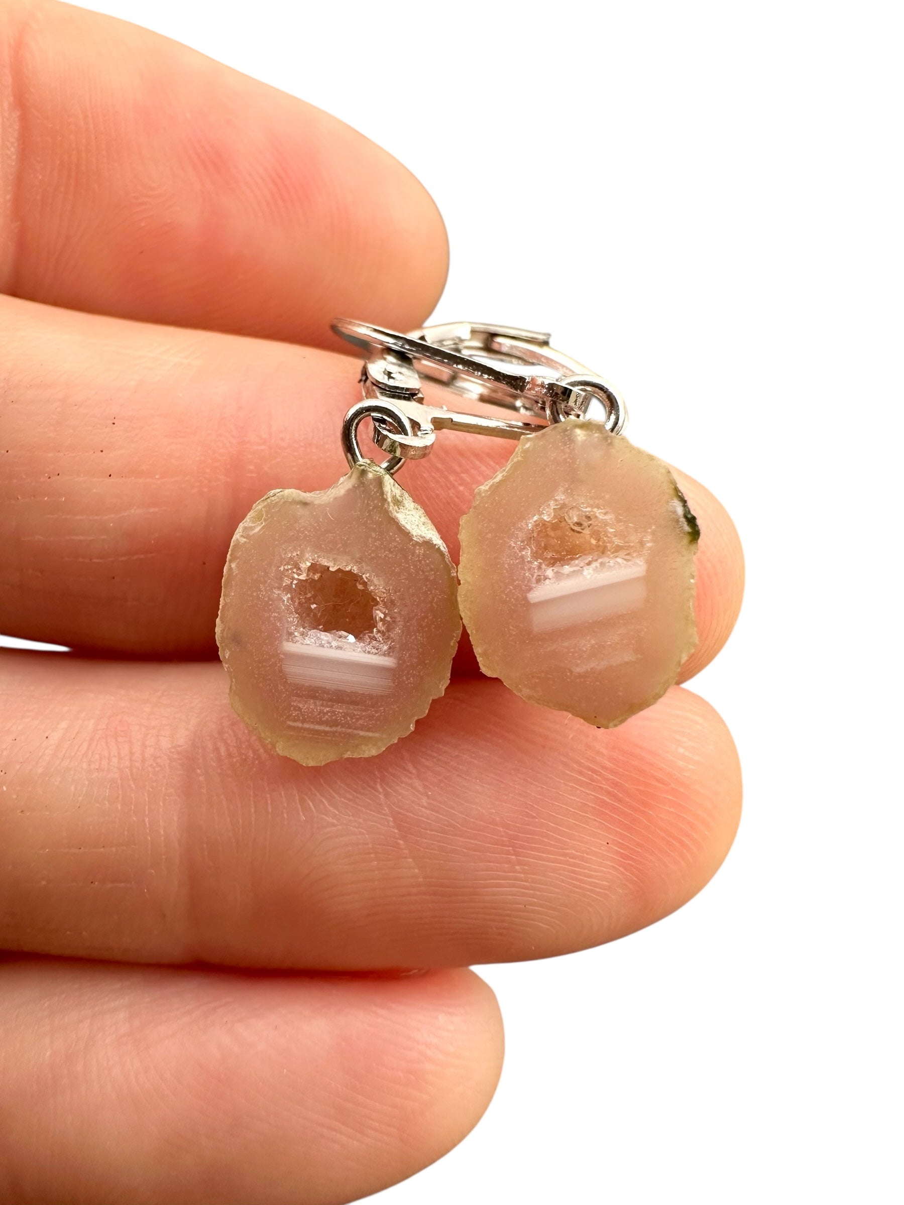Silver agate minigeode earrings - SP/A022