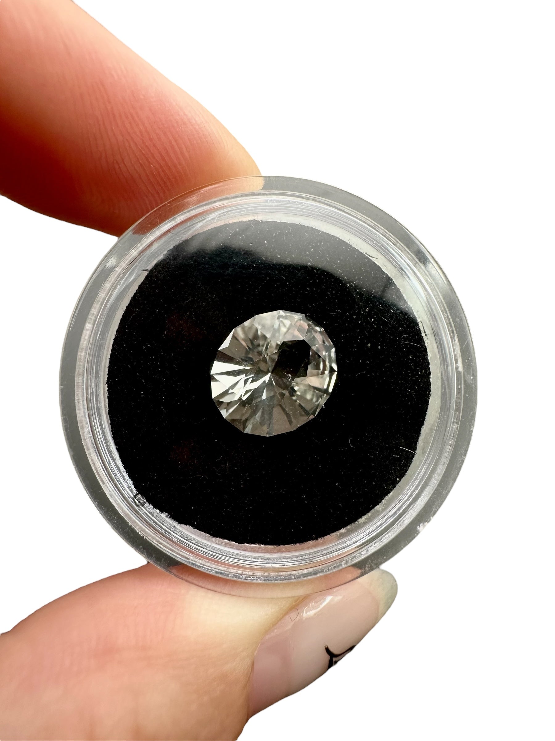 Round box for mineral samples (black and white) - PK002