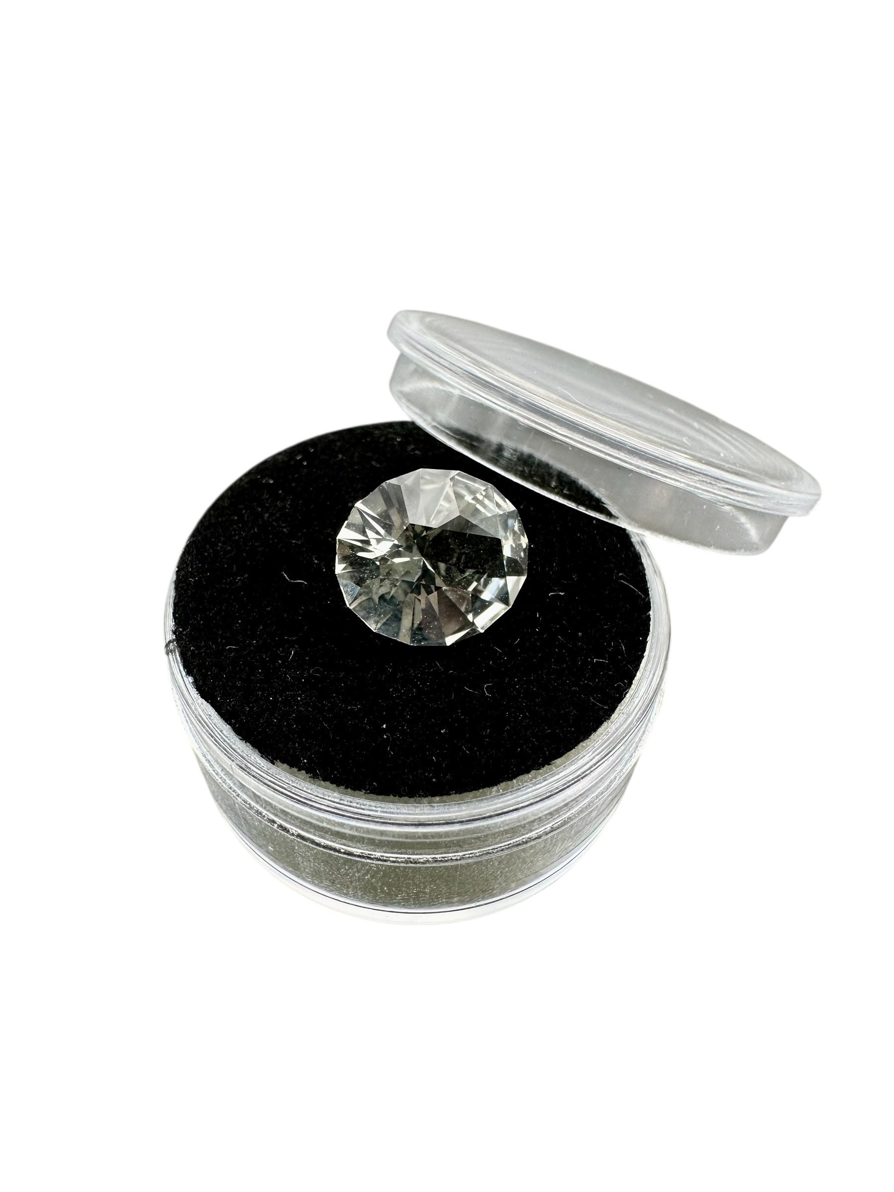 Round box for mineral samples (black and white) - PK002