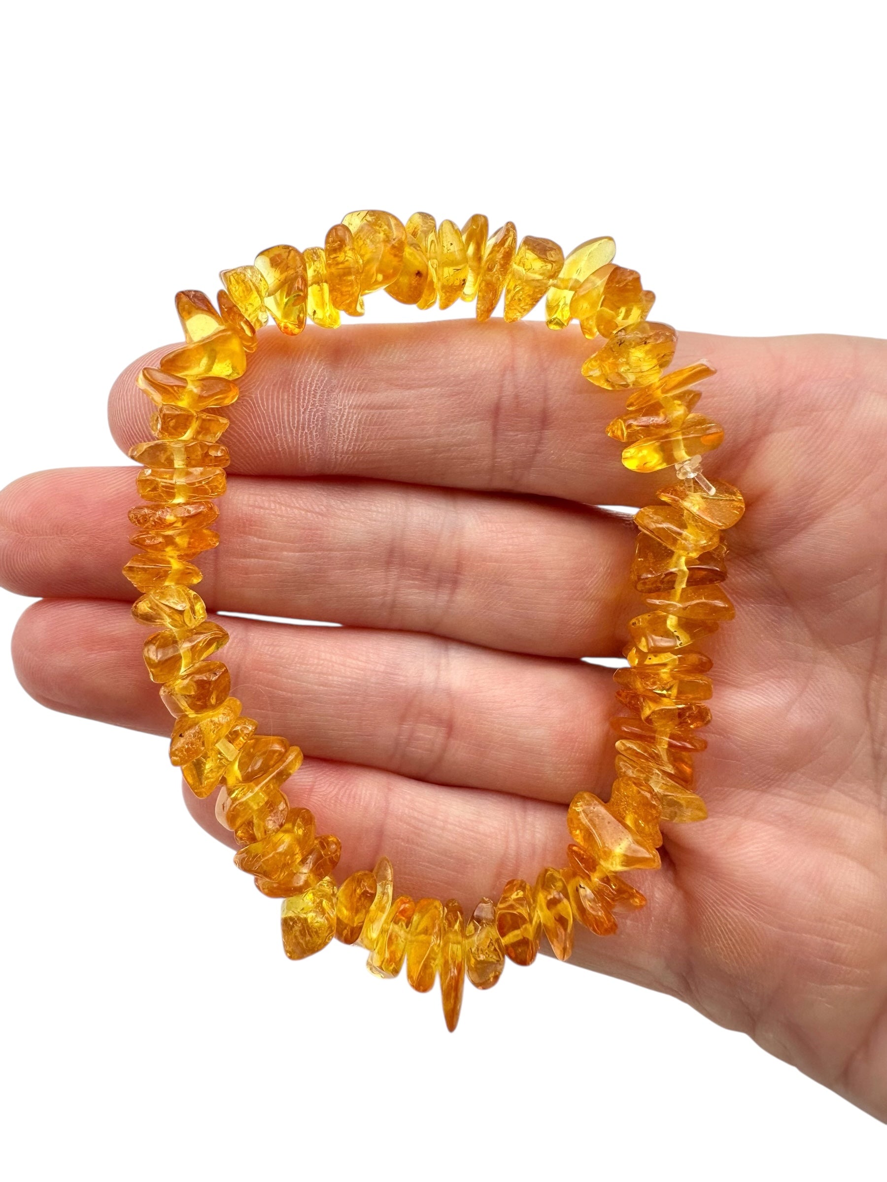 Bracelet made of tumbled genuine amber / light – random piece