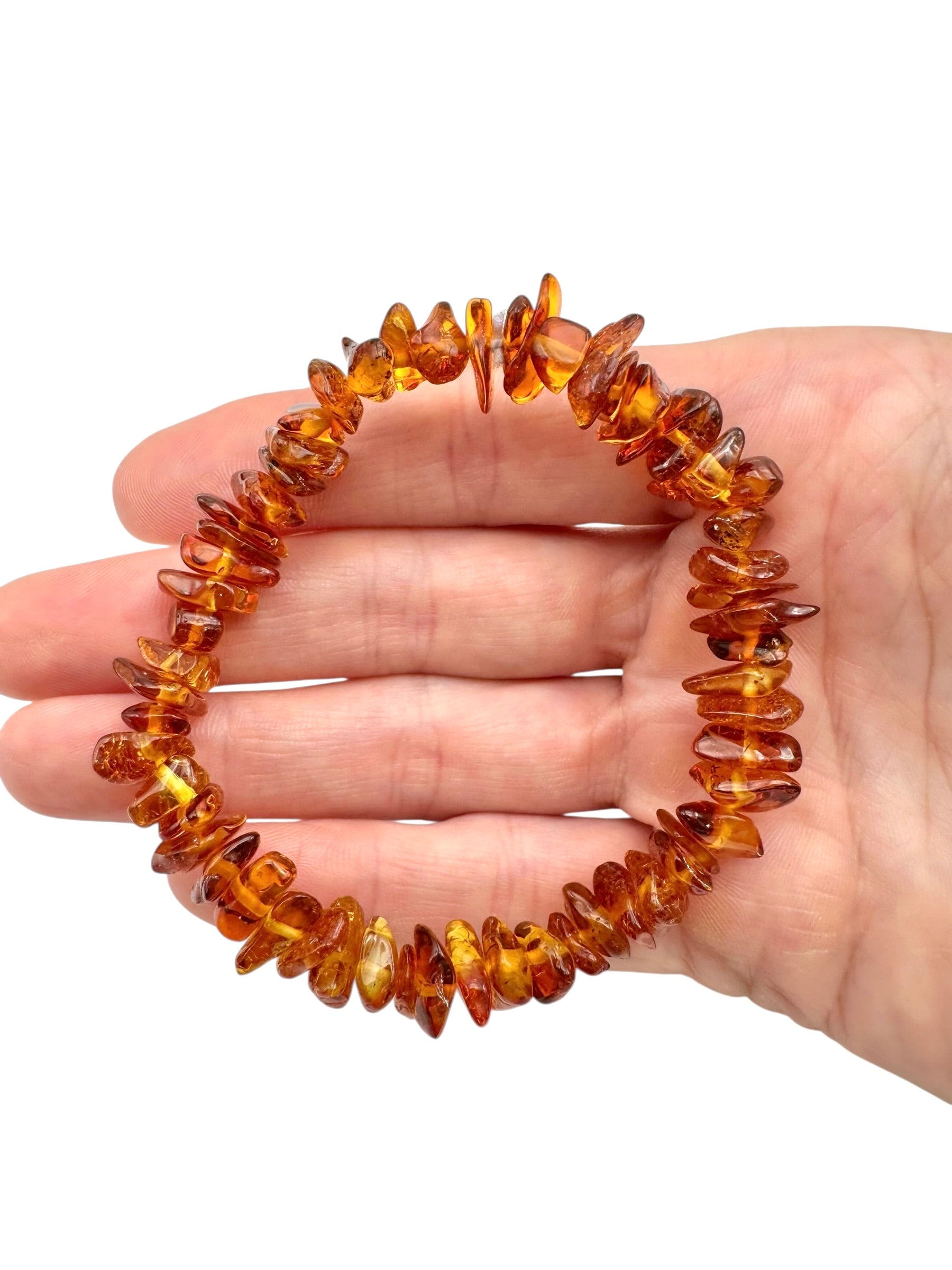 Bracelet made of tumbled genuine amber / dark – random piece