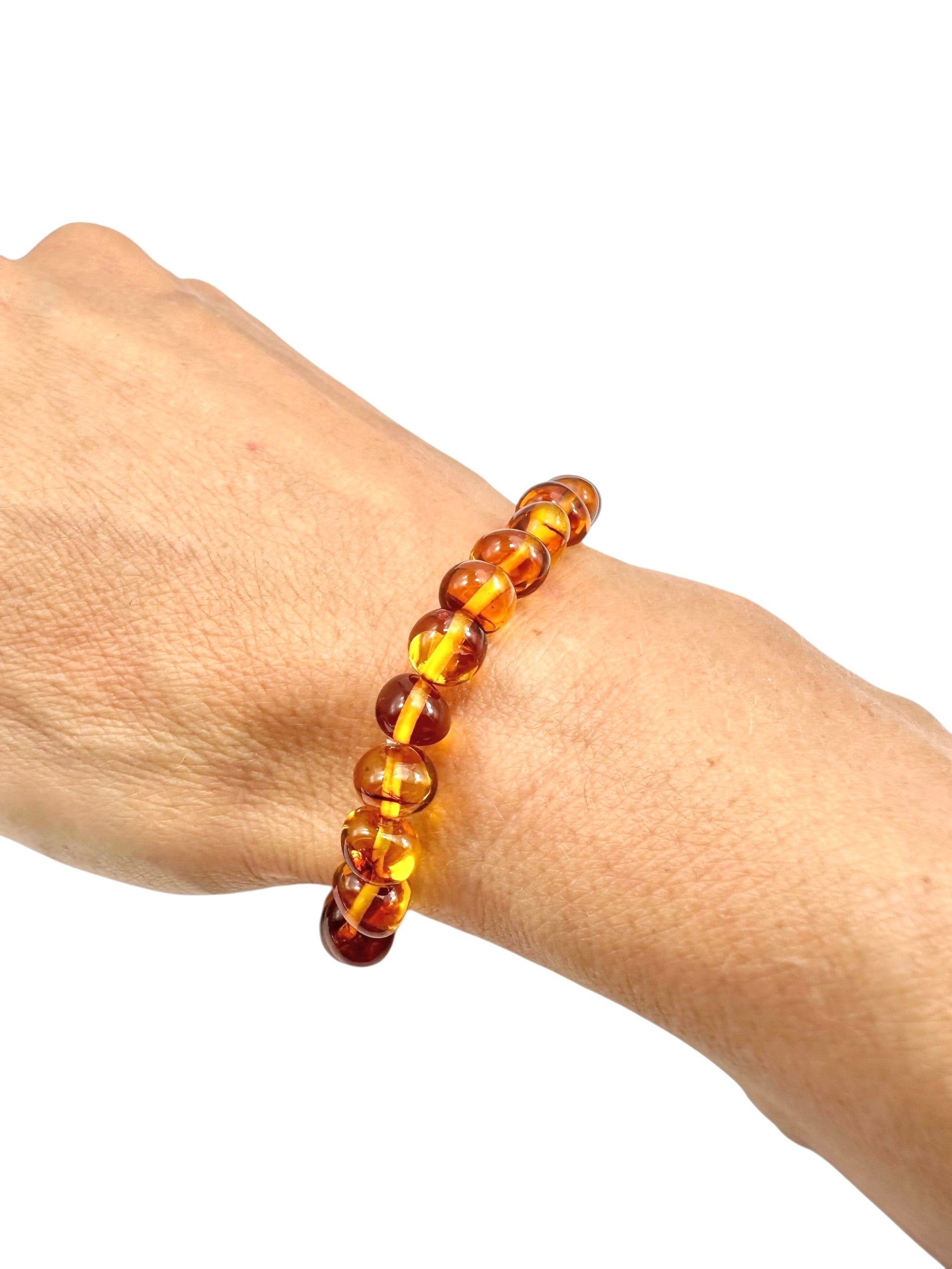 Bracelet made of polished genuine amber beads / light – random piece - N/J004