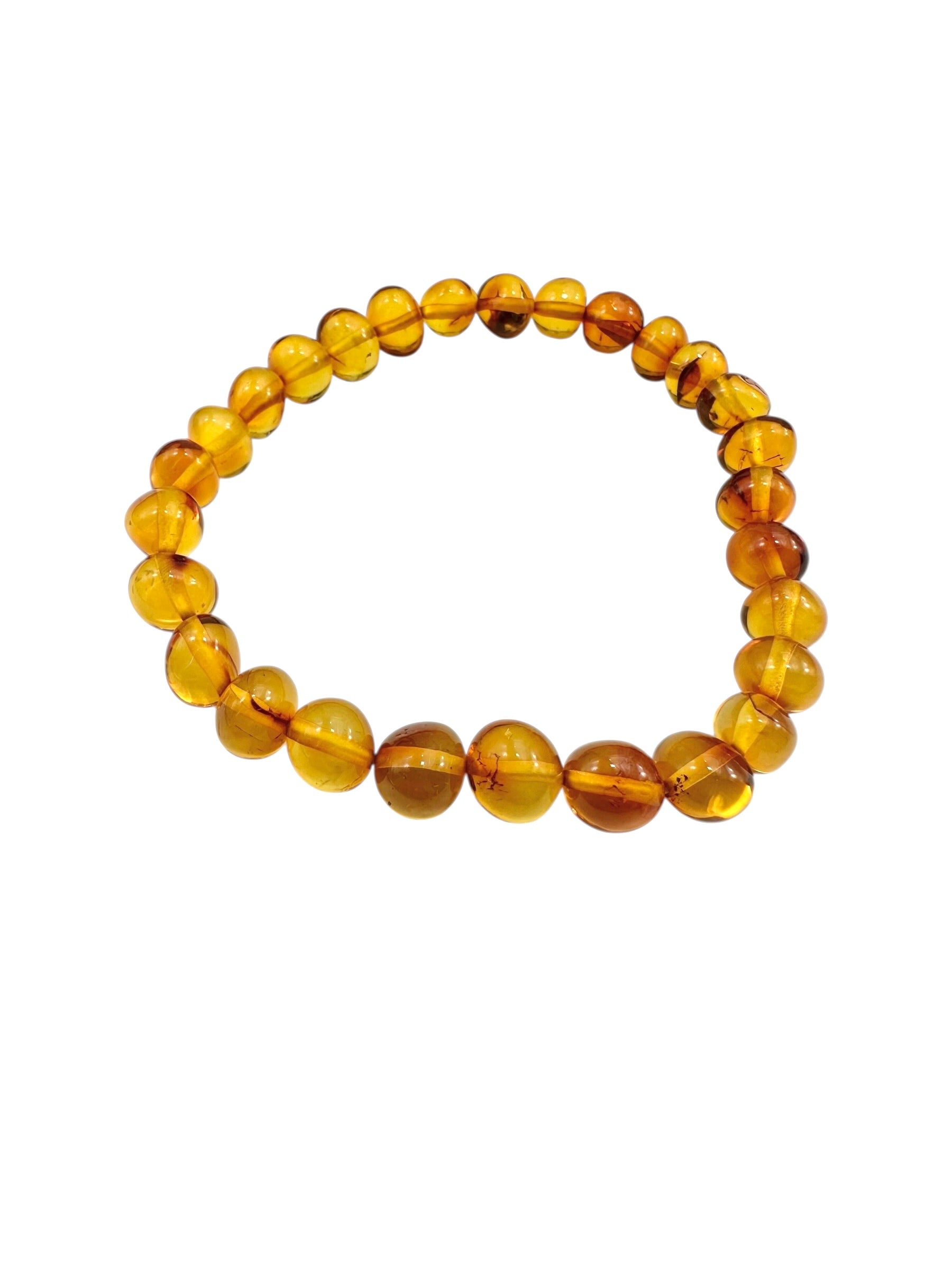Bracelet made of polished genuine amber beads / light – random piece - N/J004