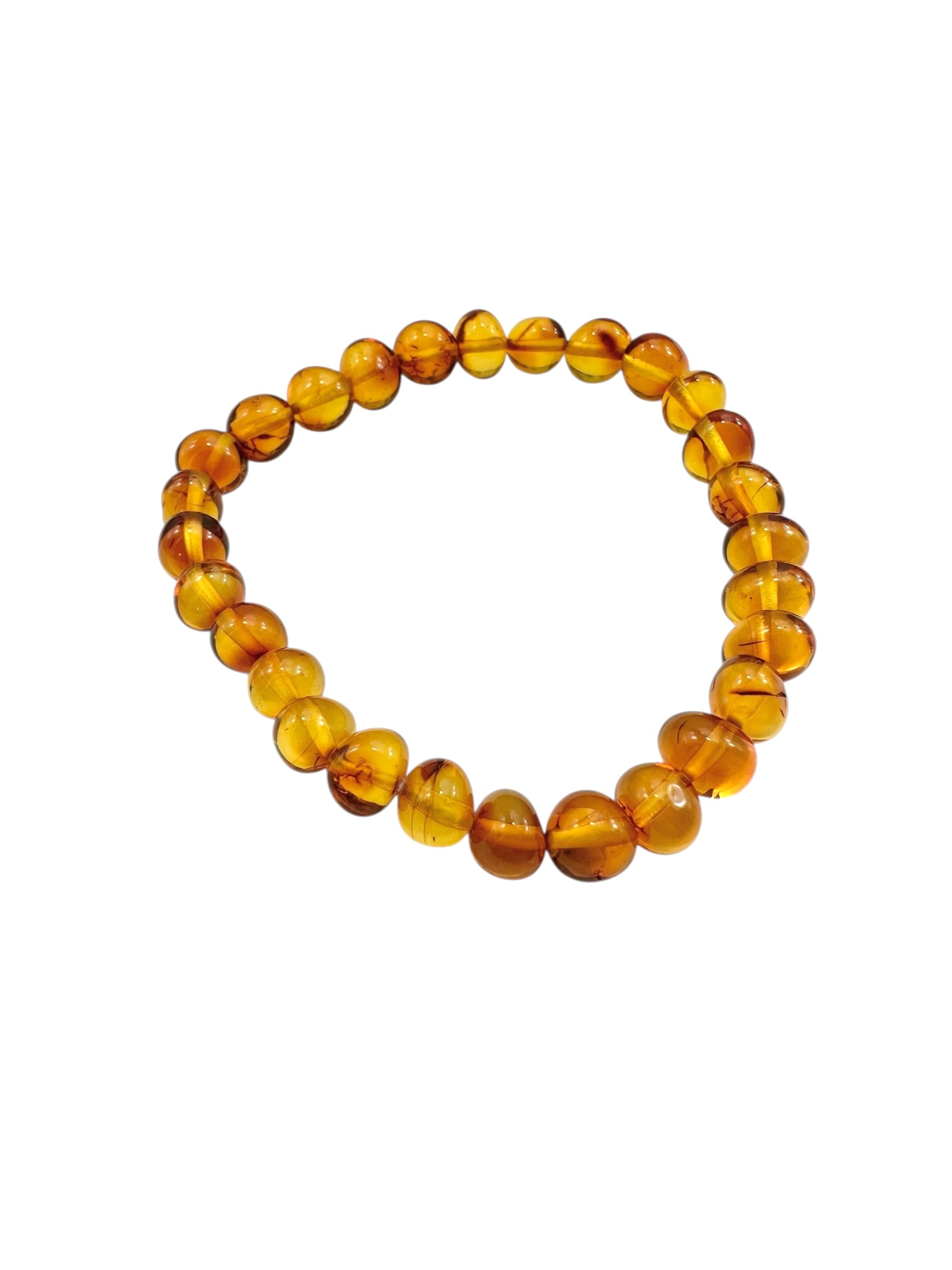 Bracelet made of polished genuine amber beads / light – random piece - N/J004