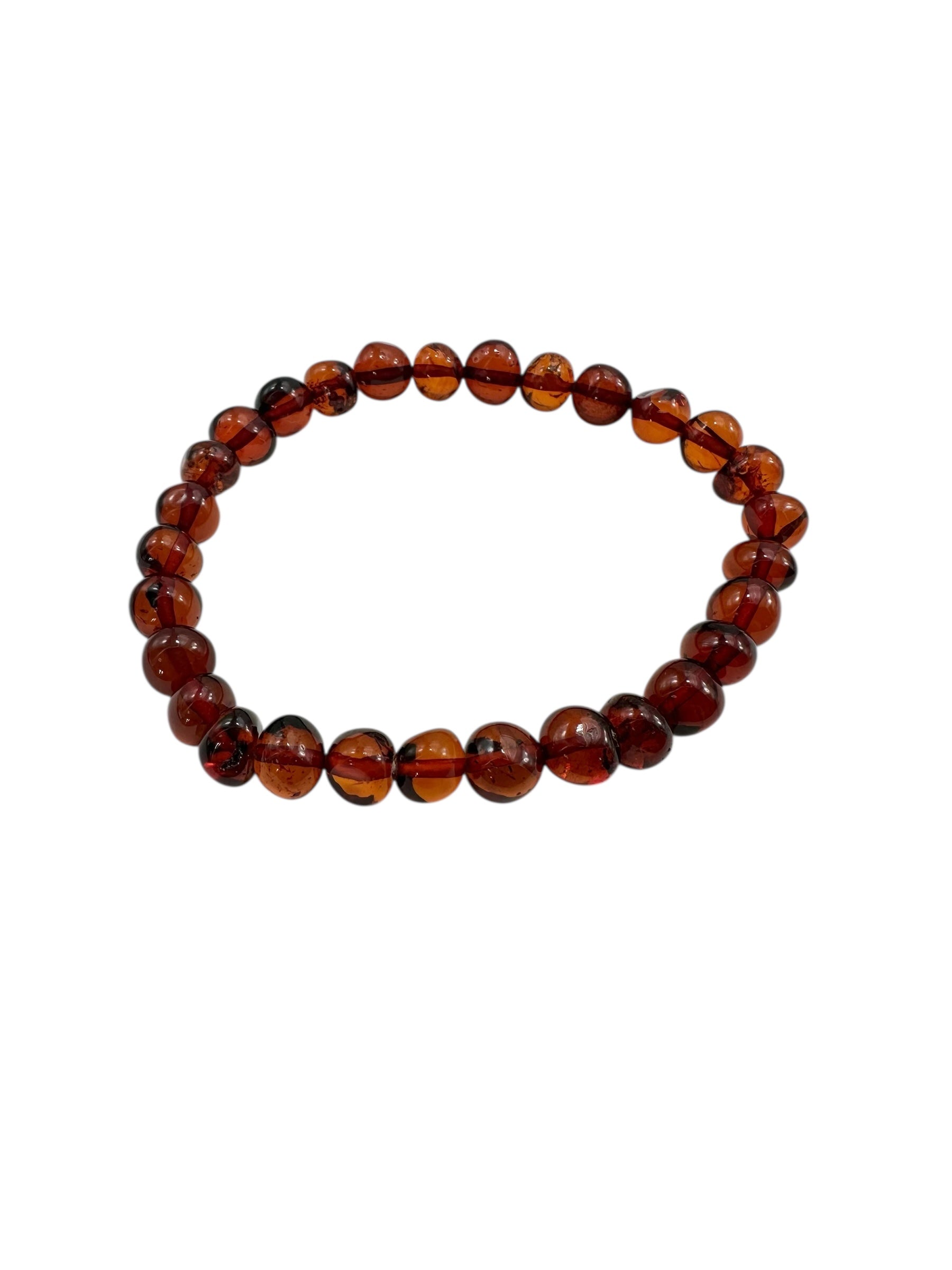 Bracelet made of polished genuine amber beads / dark – random piece - N/J005