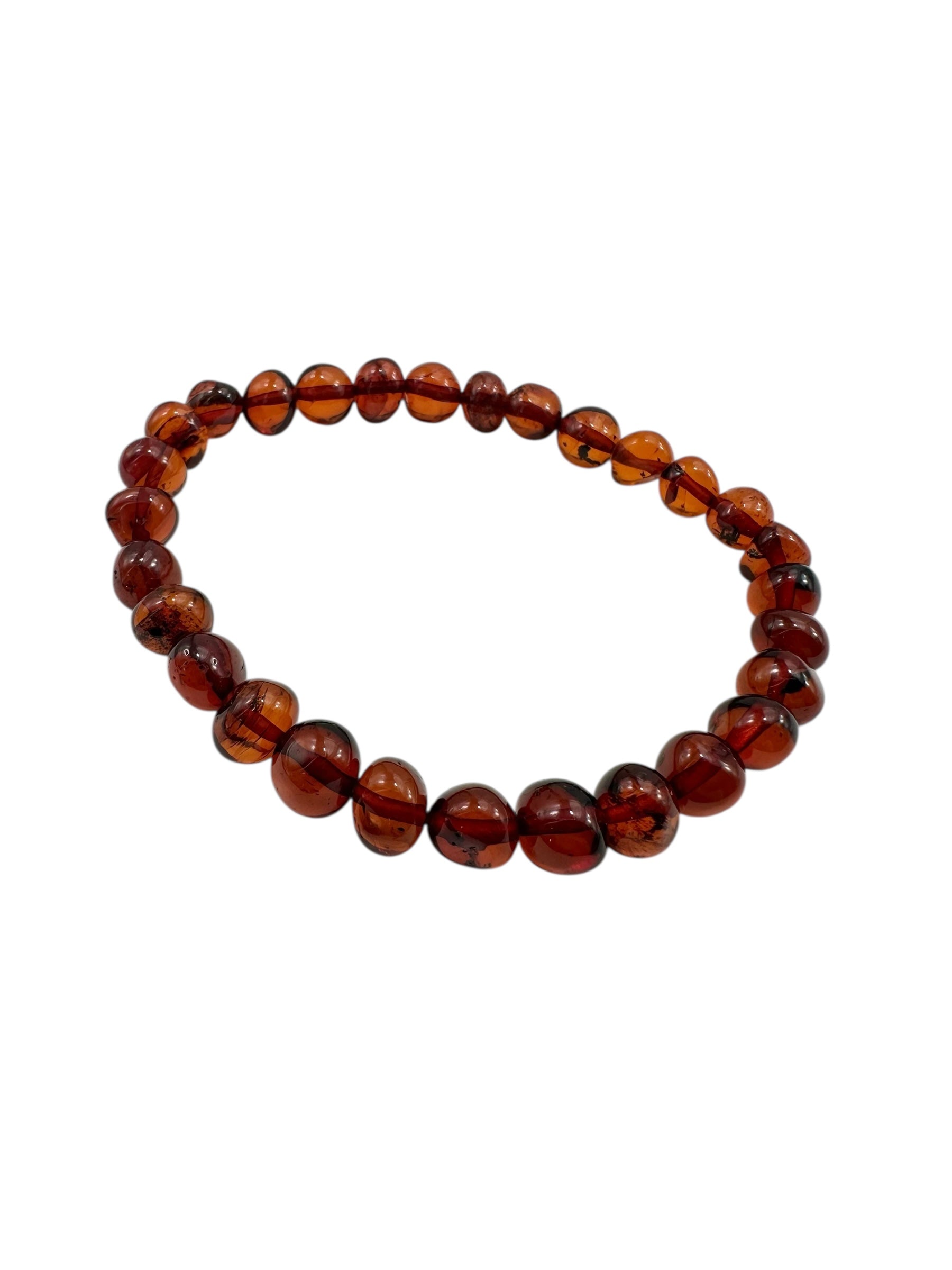 Bracelet made of polished genuine amber beads / dark – random piece - N/J005