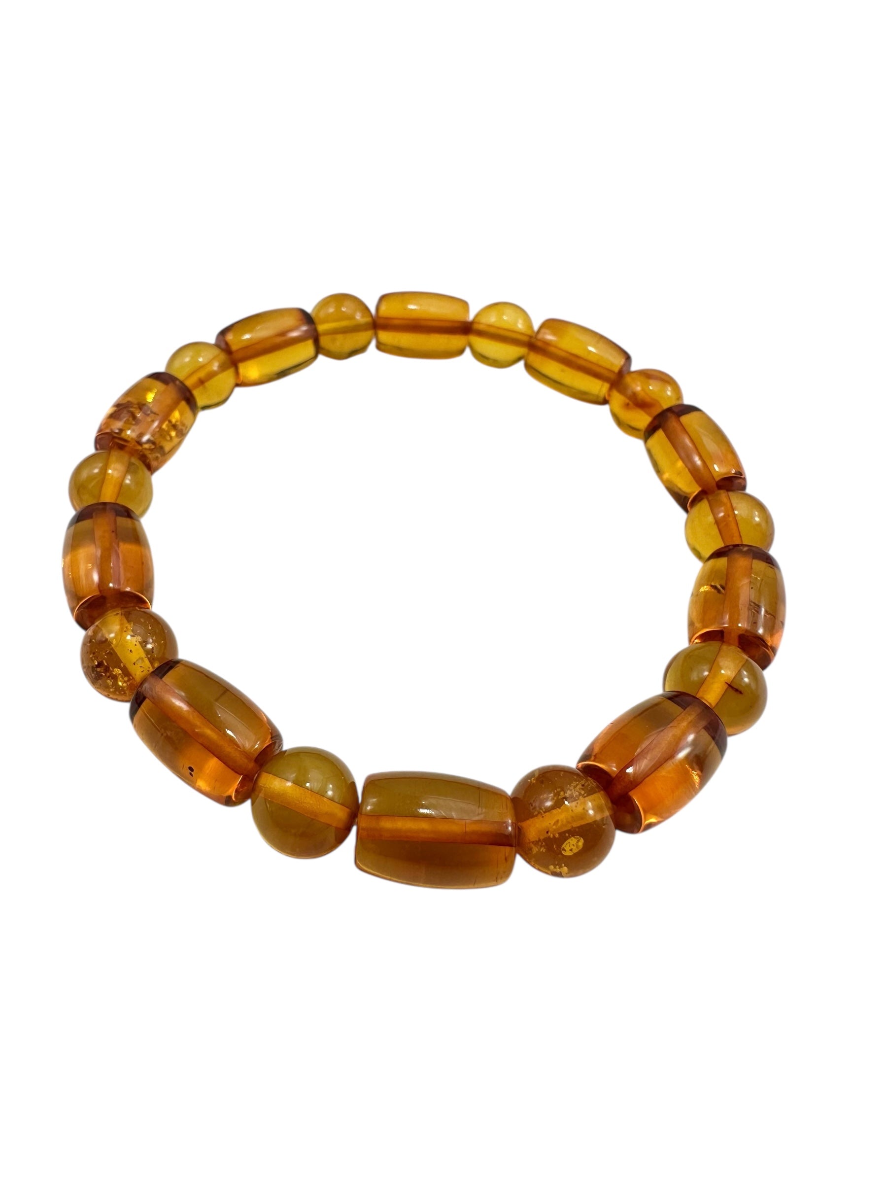 Bracelet made of polished genuine amber beads with insects / TOP - N/J006