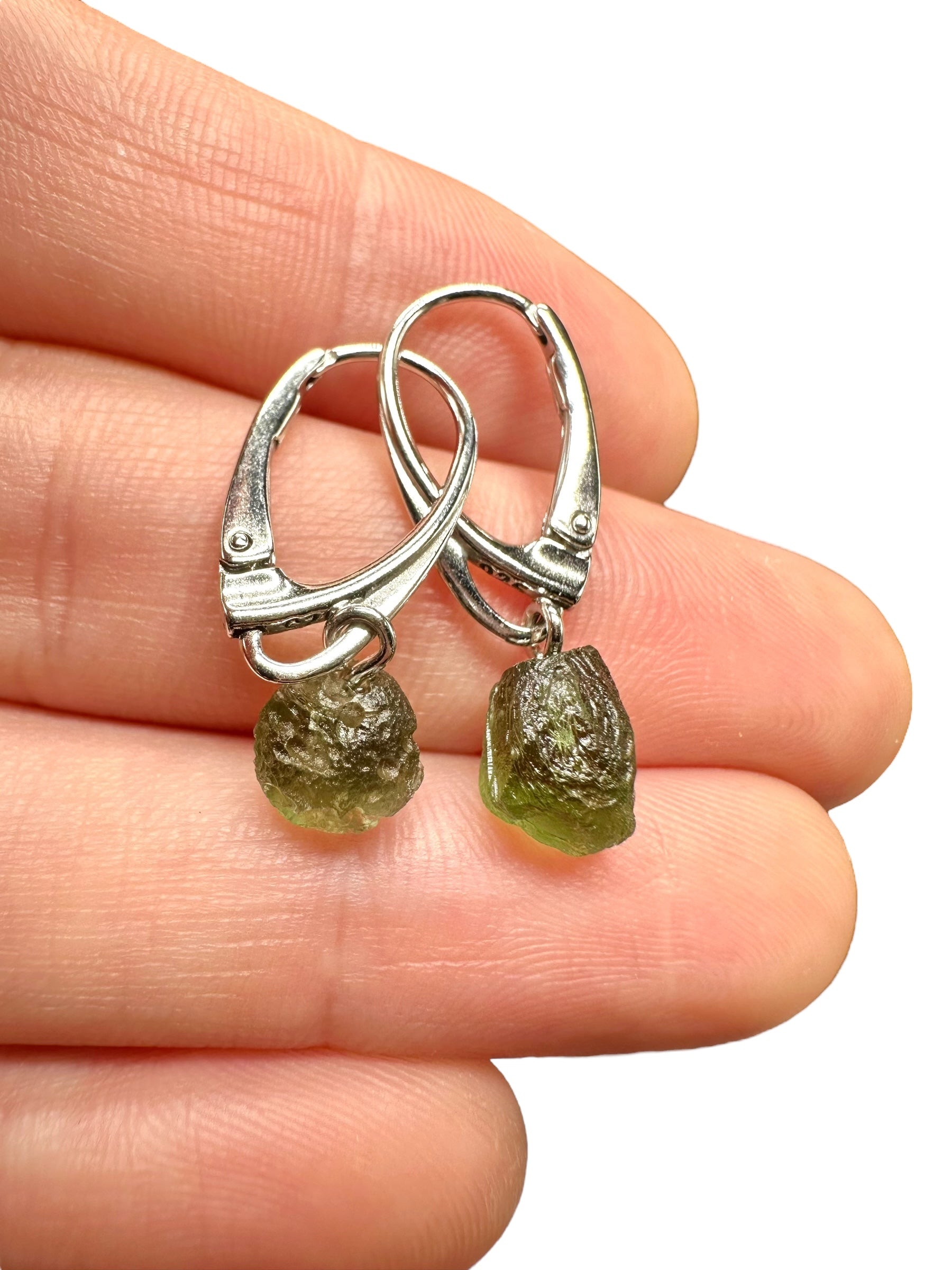 Silver moldavite earrings 1,9g