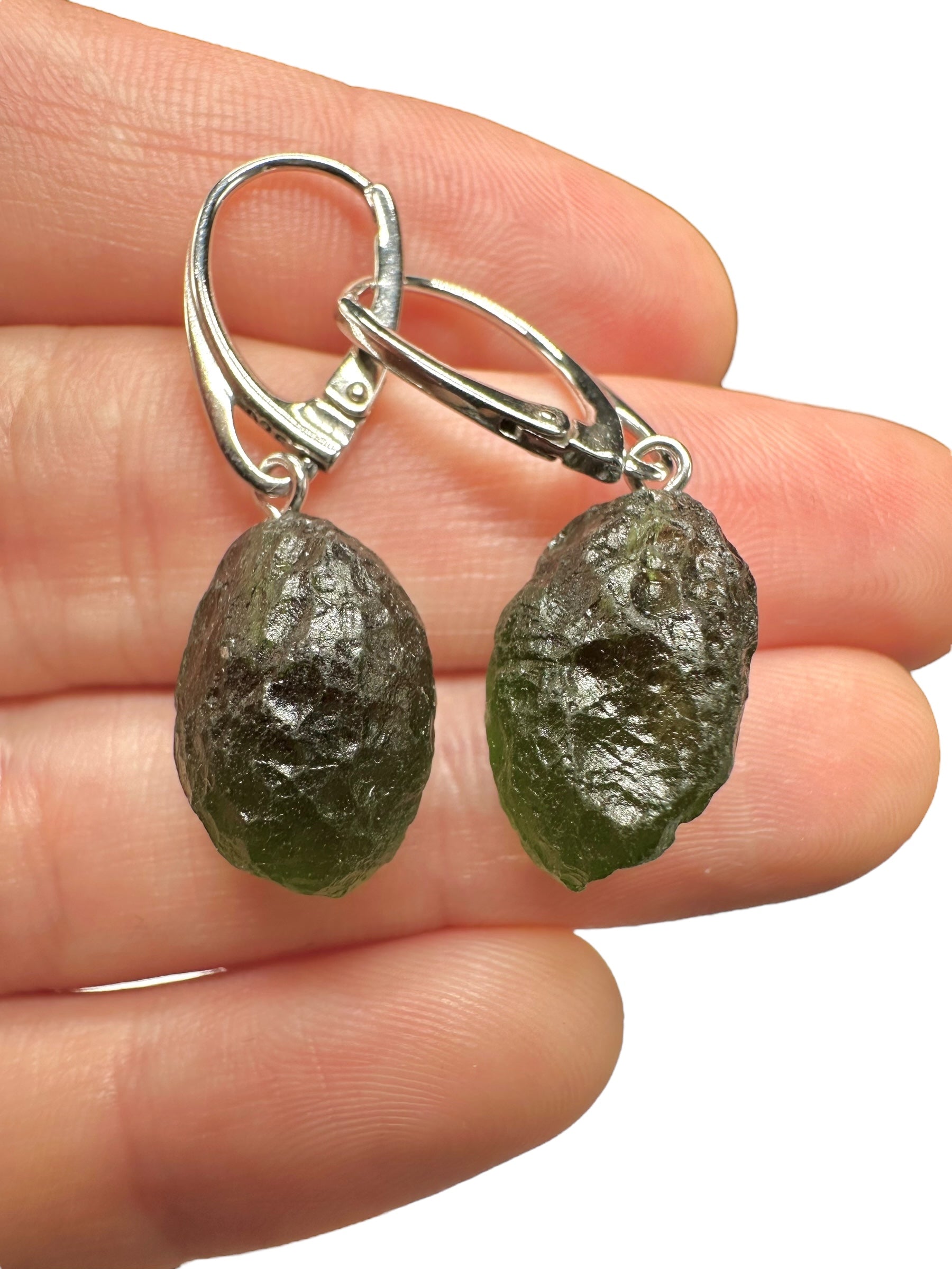 Silver moldavite earrings 5,2g