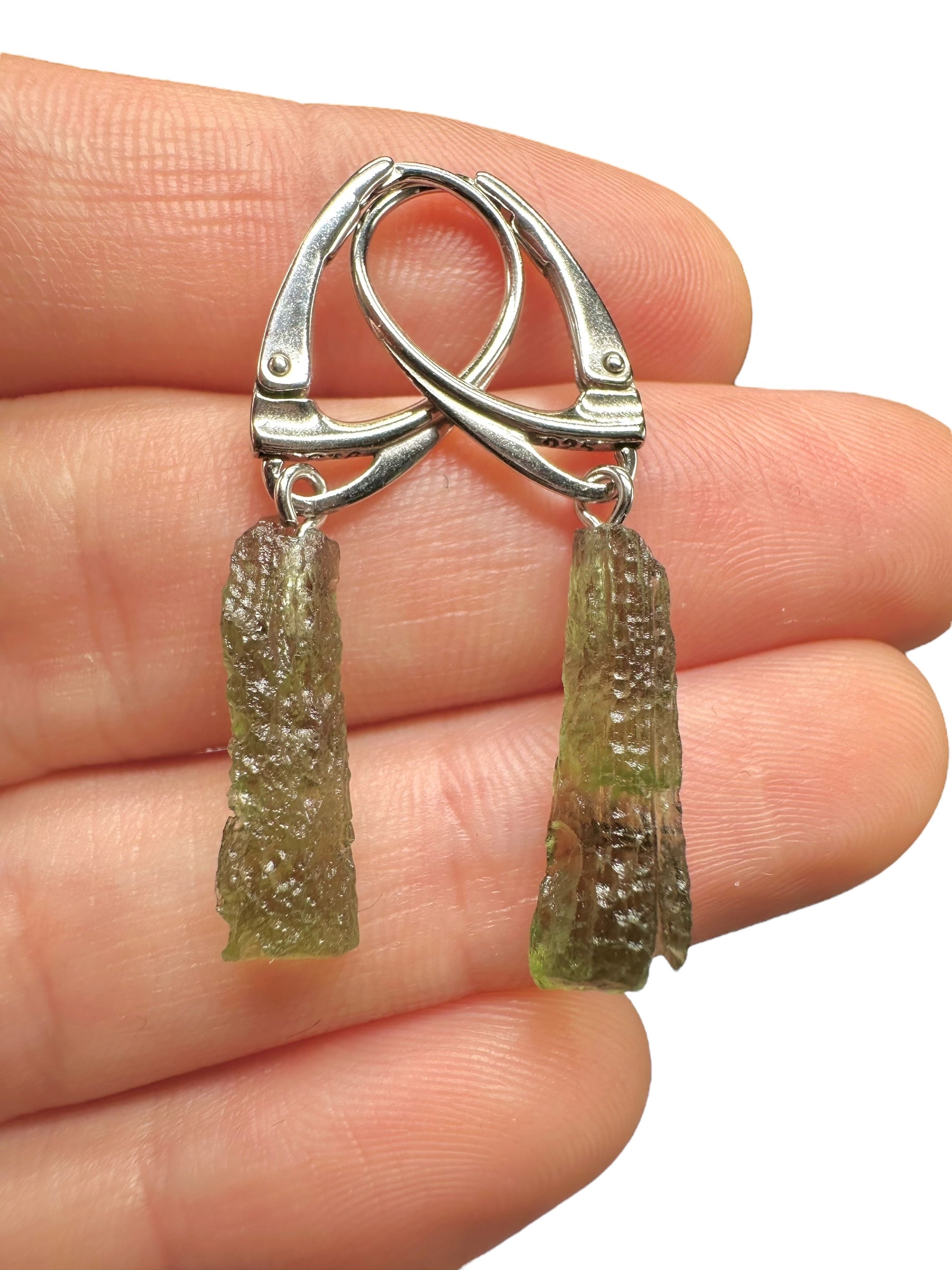 Silver moldavite earrings 2,4g