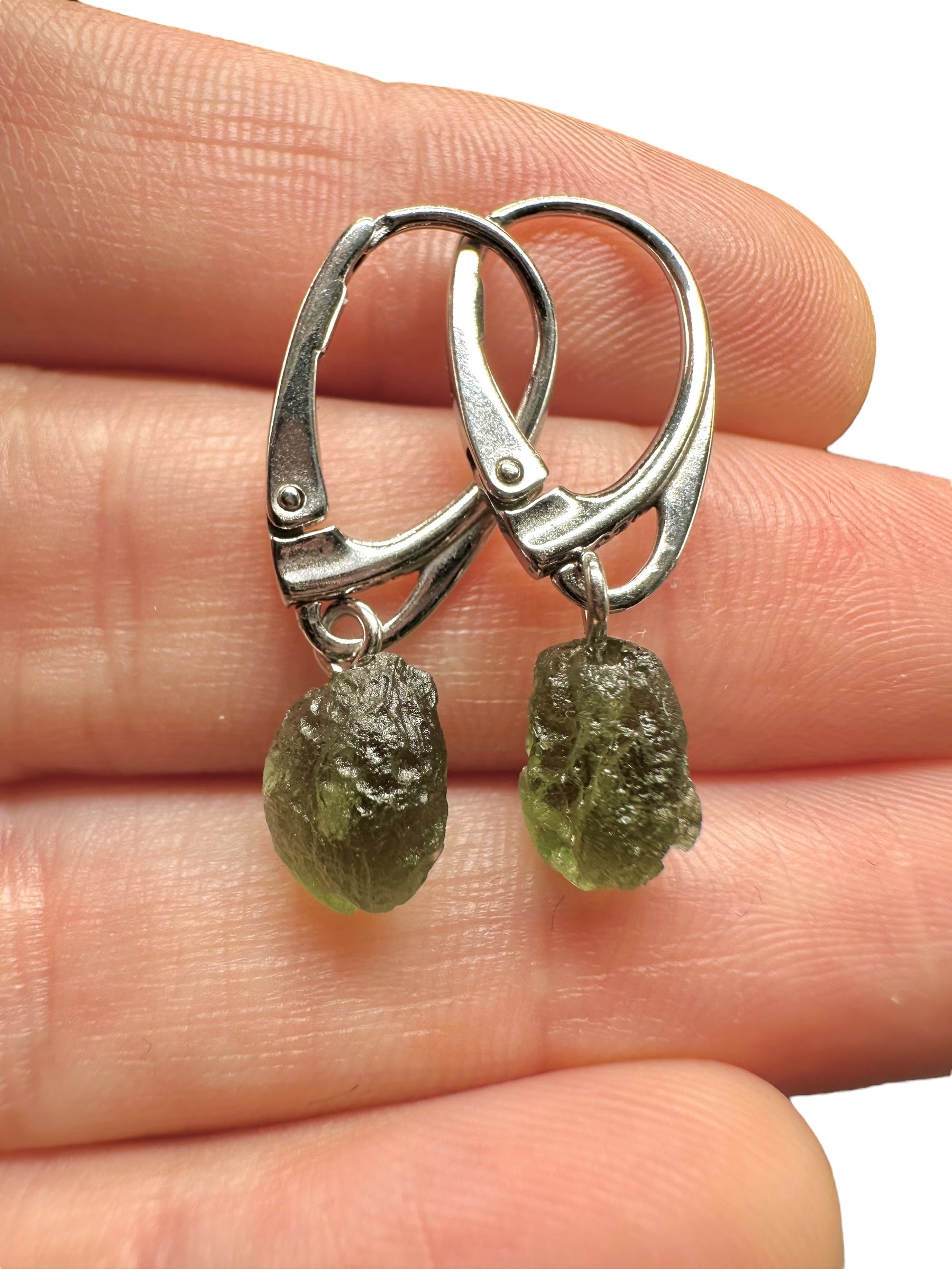 Silver moldavite earrings 2g - SN/V022