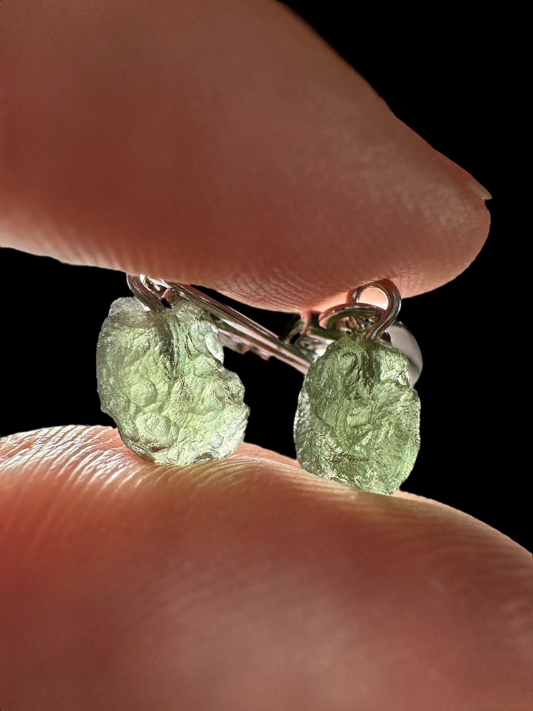Silver moldavite earrings 2g - SN/V022