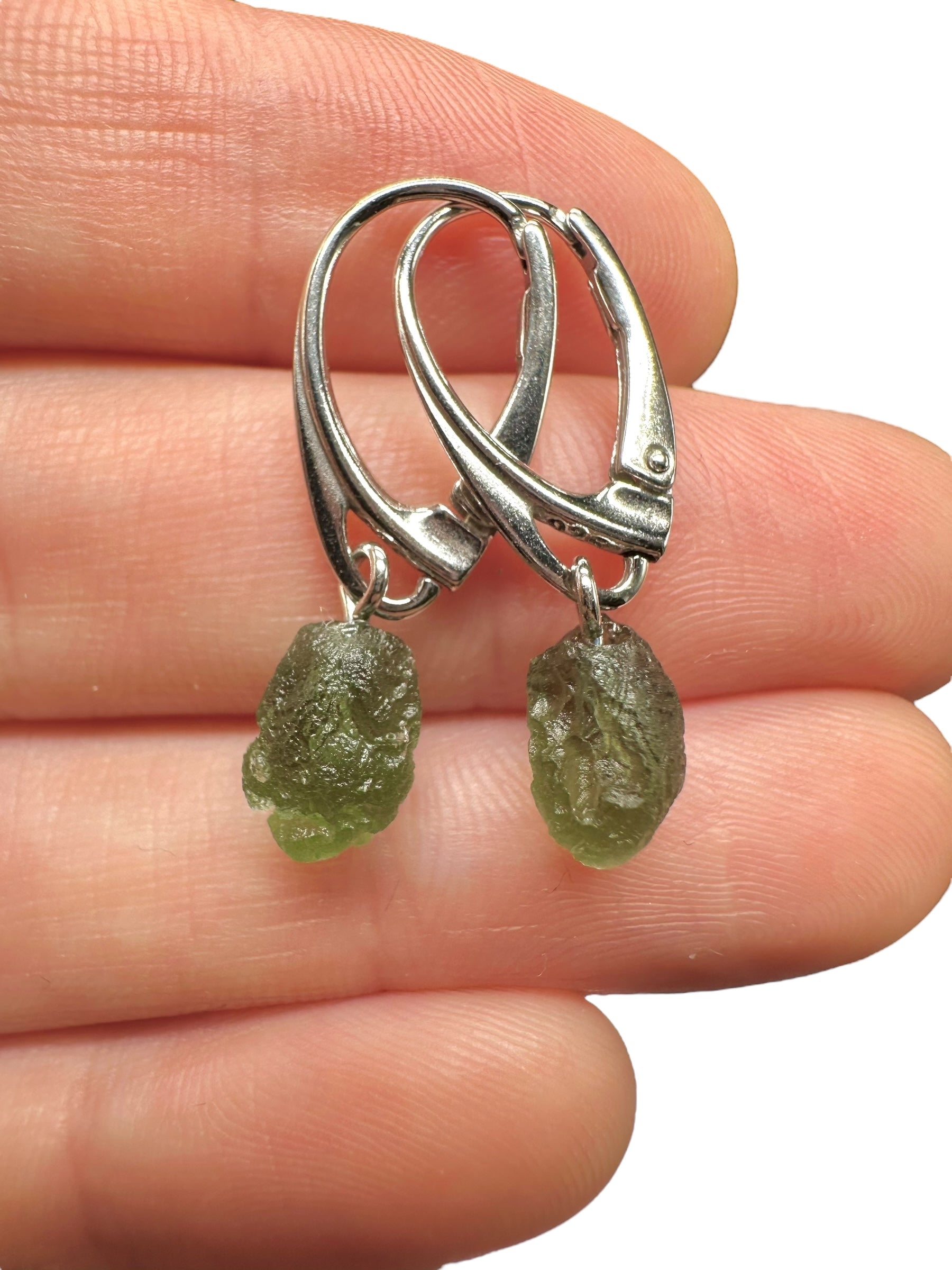 Silver moldavite earrings 2g