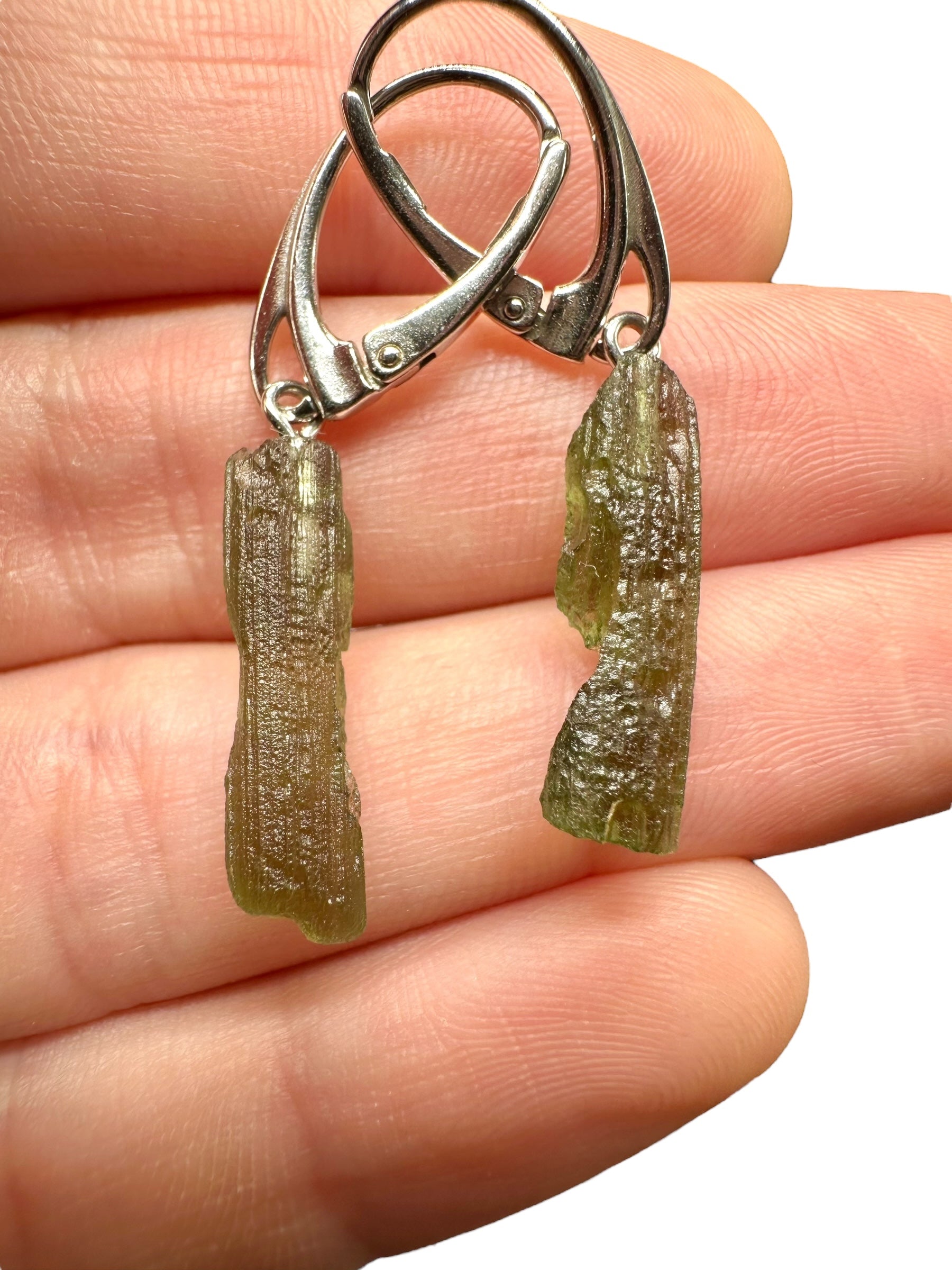 Silver moldavite earrings 2,4g