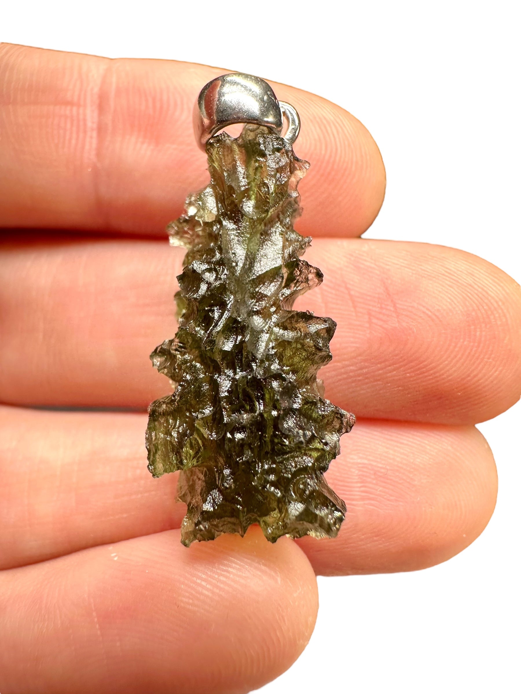 Silver moldavite pendant 3,3g from Jezkovna - SP/V434