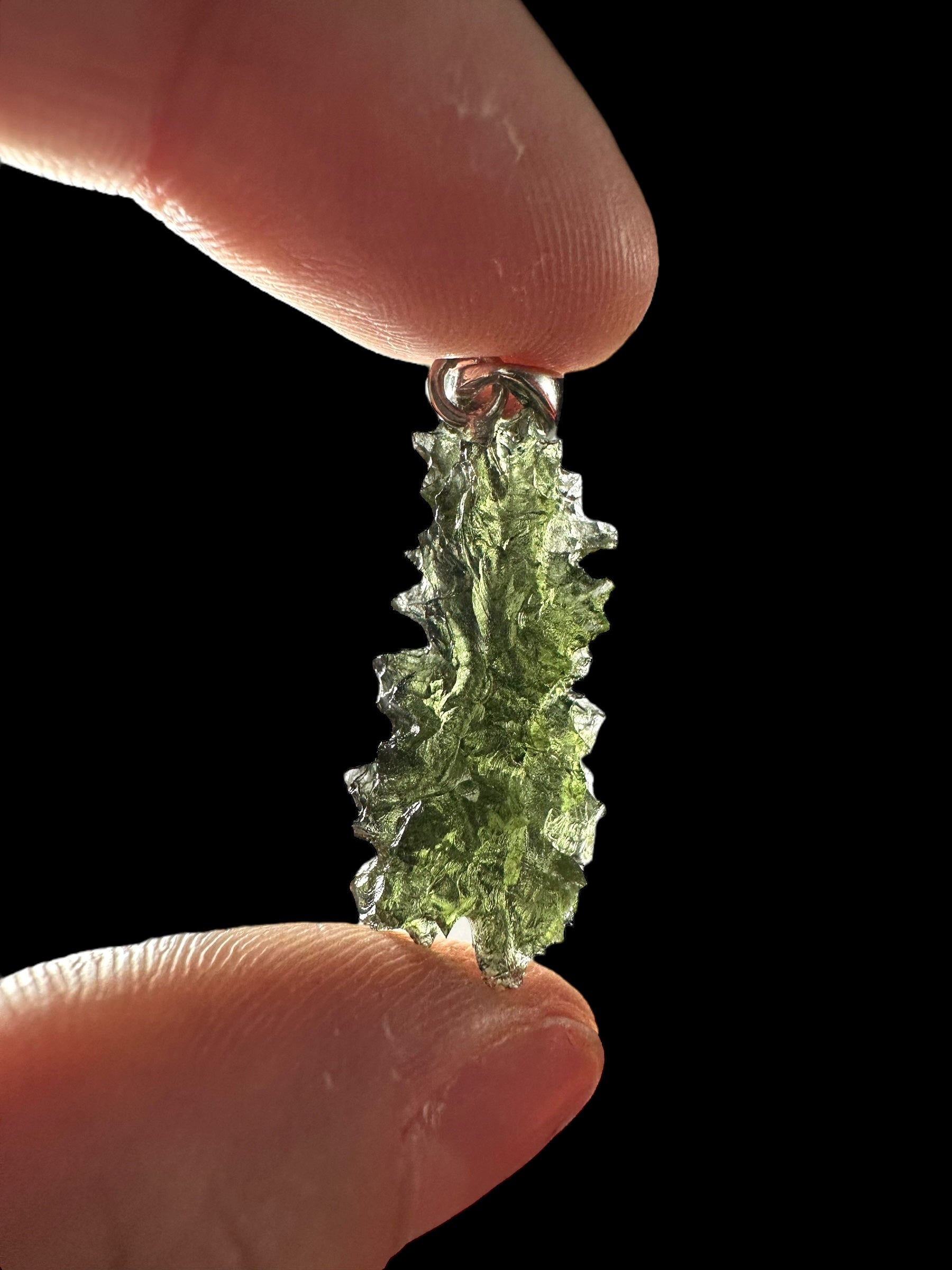 Silver moldavite pendant 3,3g from Jezkovna - SP/V434