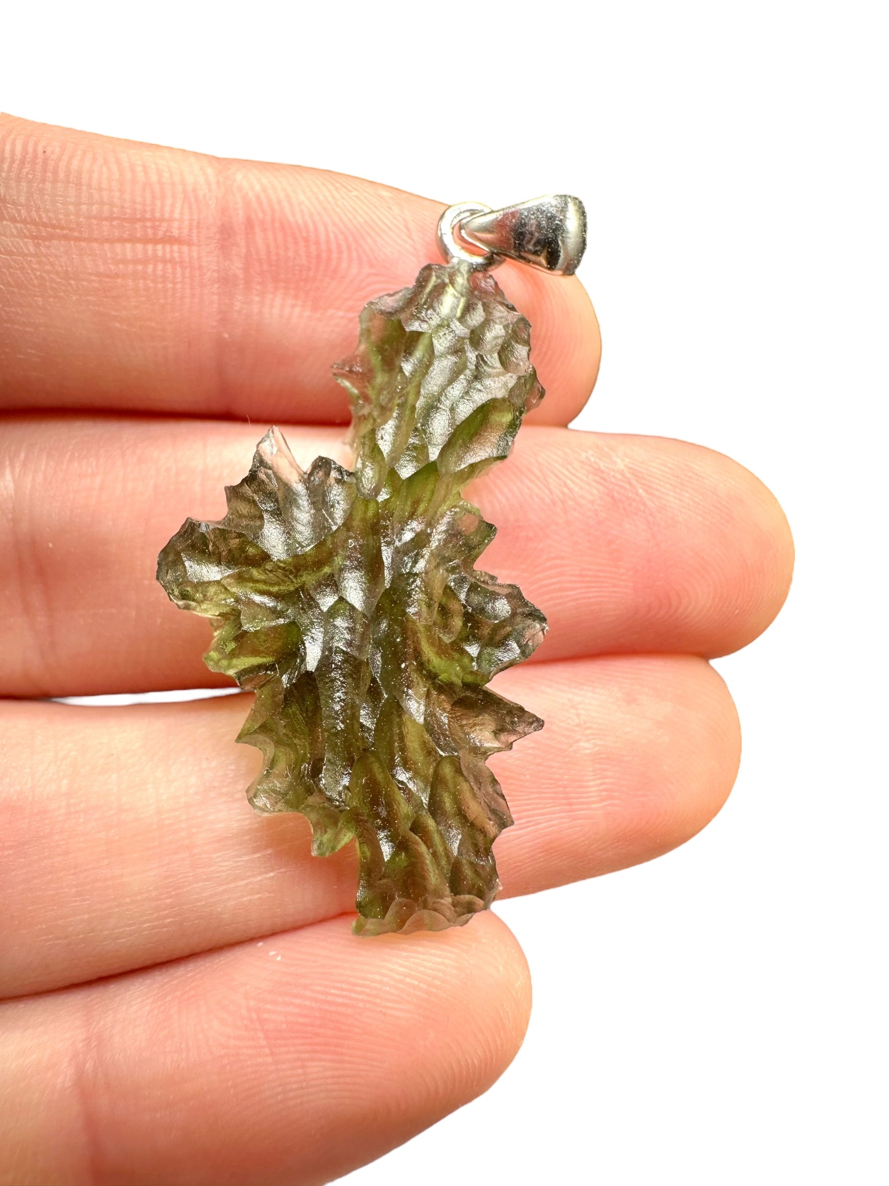 Silver moldavite pendant 3,7g from Besednice Jezkovna
