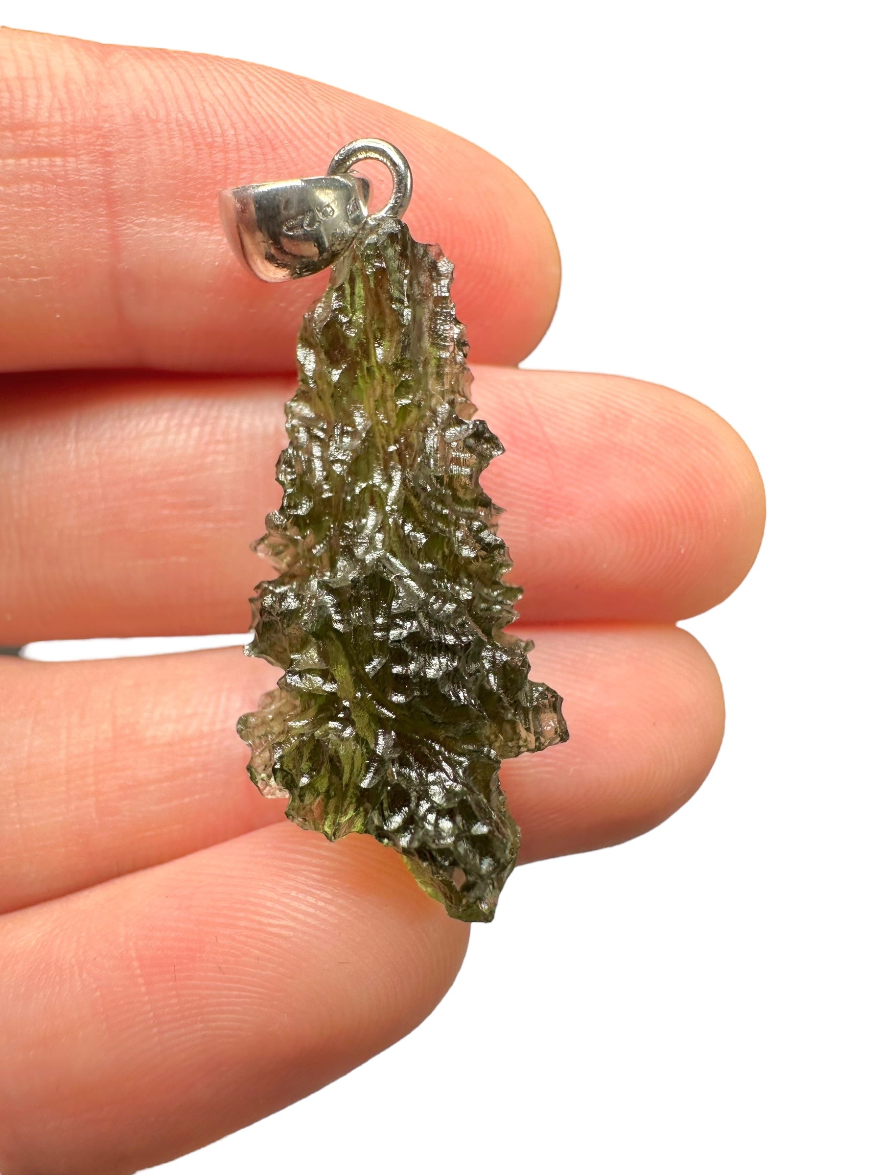 Silver moldavite pendant 3,4g from Maly Chlum - SP/V442