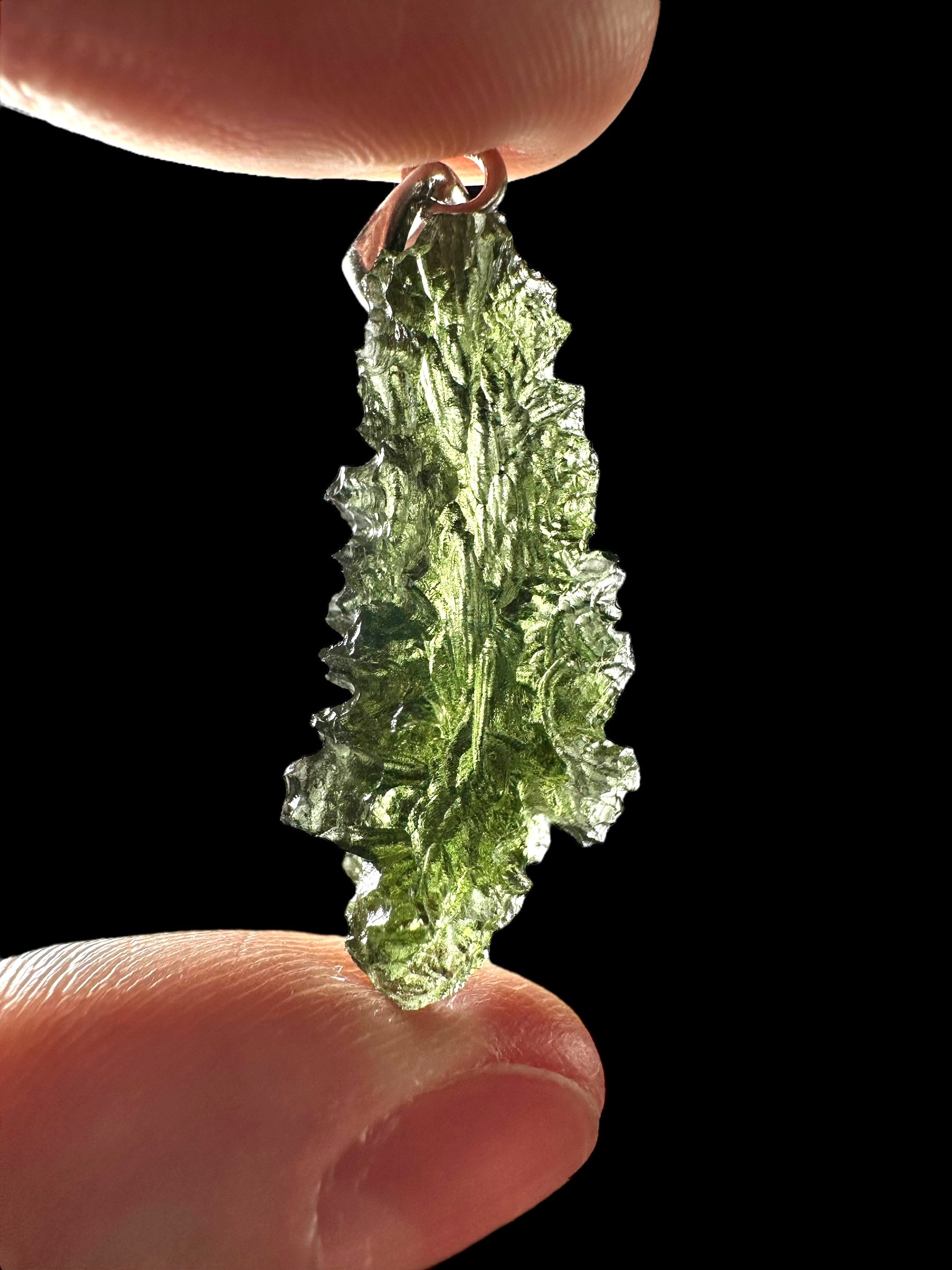 Silver moldavite pendant 3,4g from Maly Chlum - SP/V442