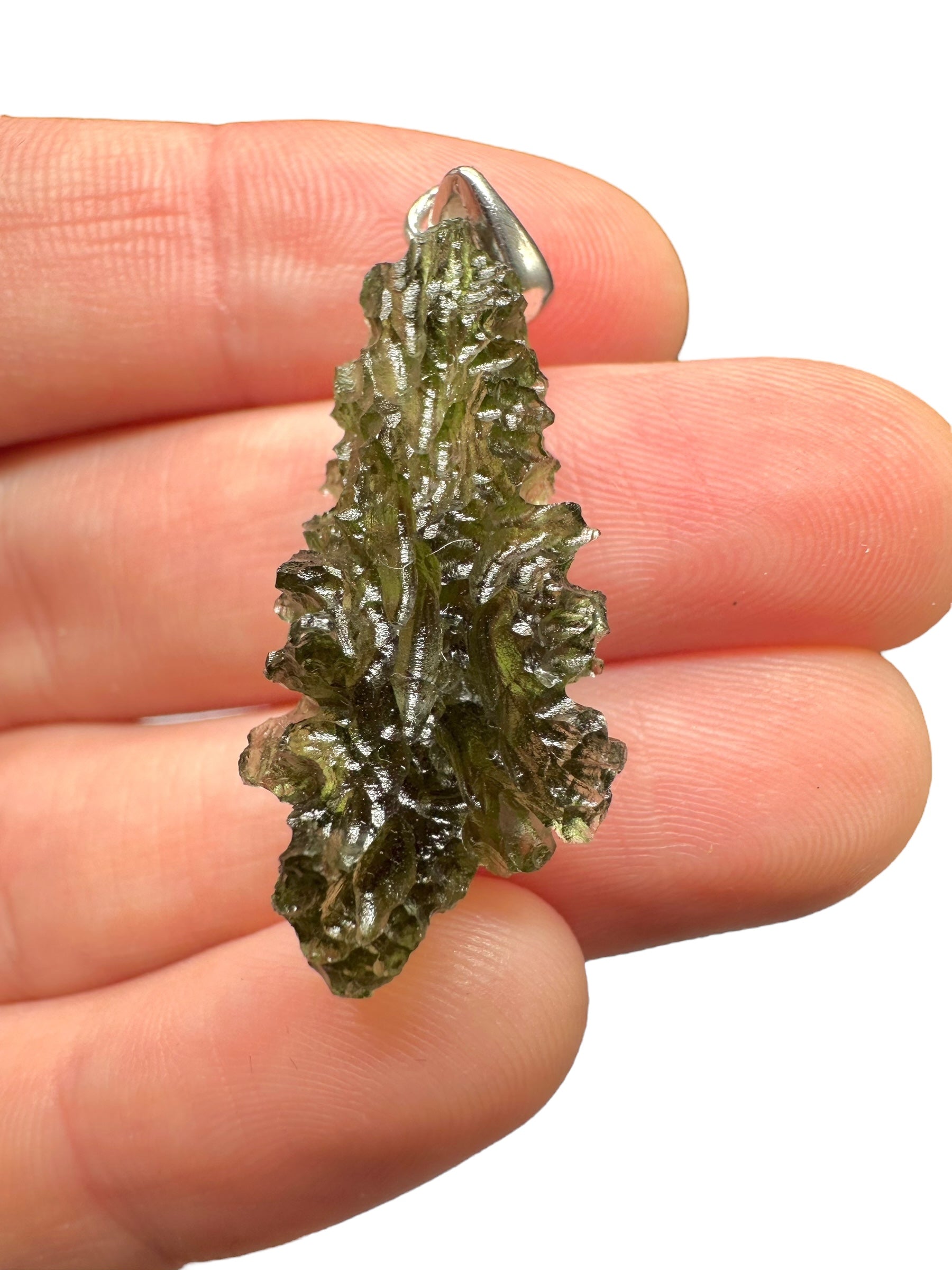 Silver moldavite pendant 3,4g from Maly Chlum