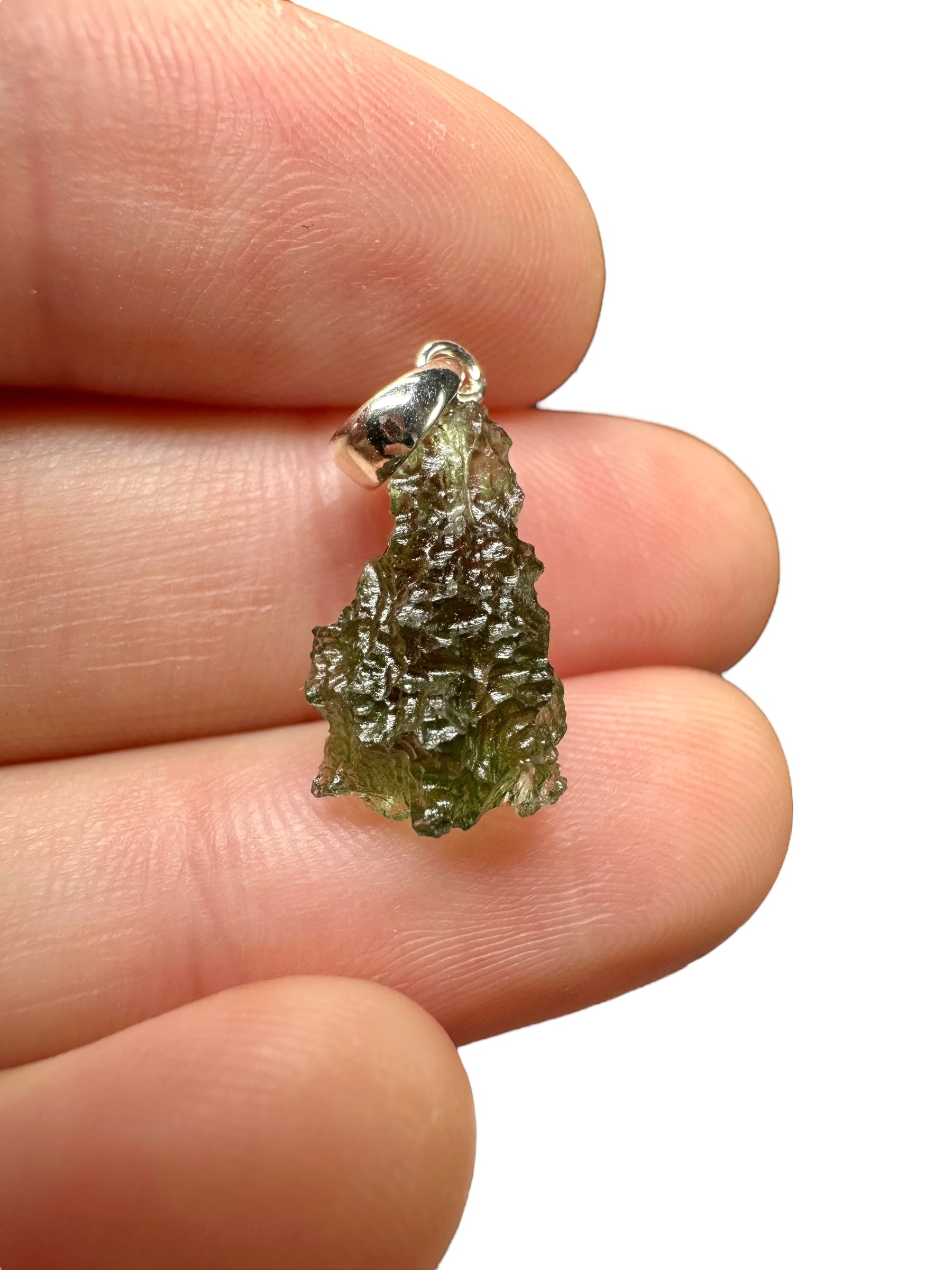 Silver moldavite pendant 1,1g