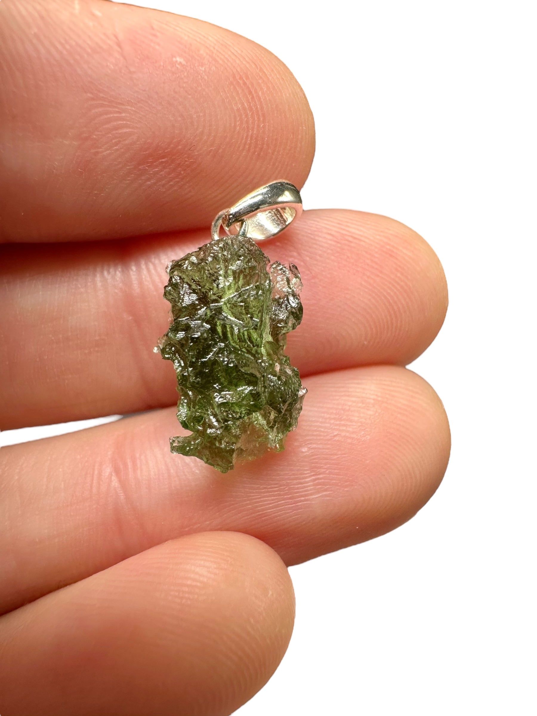 Silver moldavite pendant 1,1g
