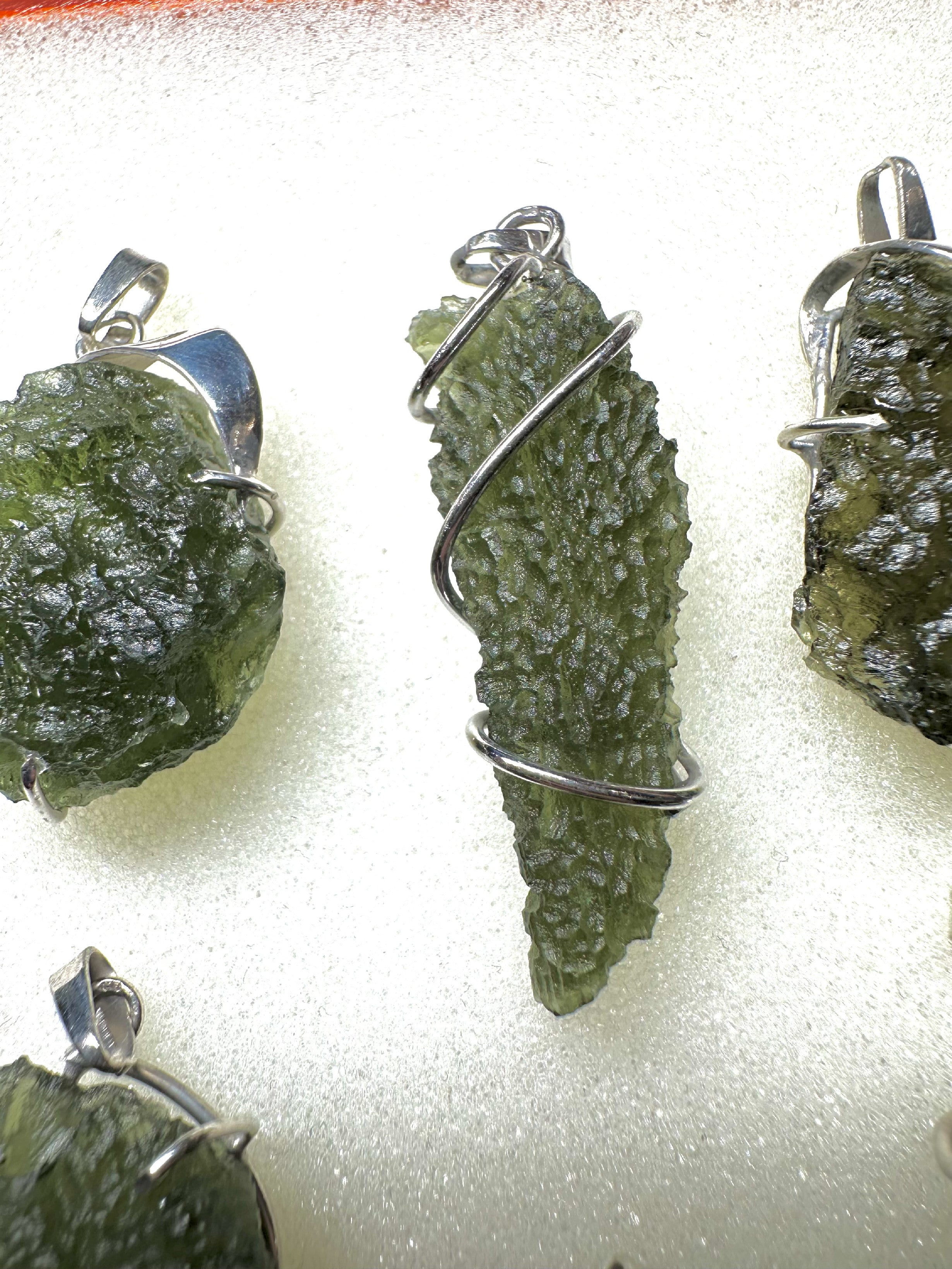 Silver moldavite pendants 9 pieces - SPERKY1
