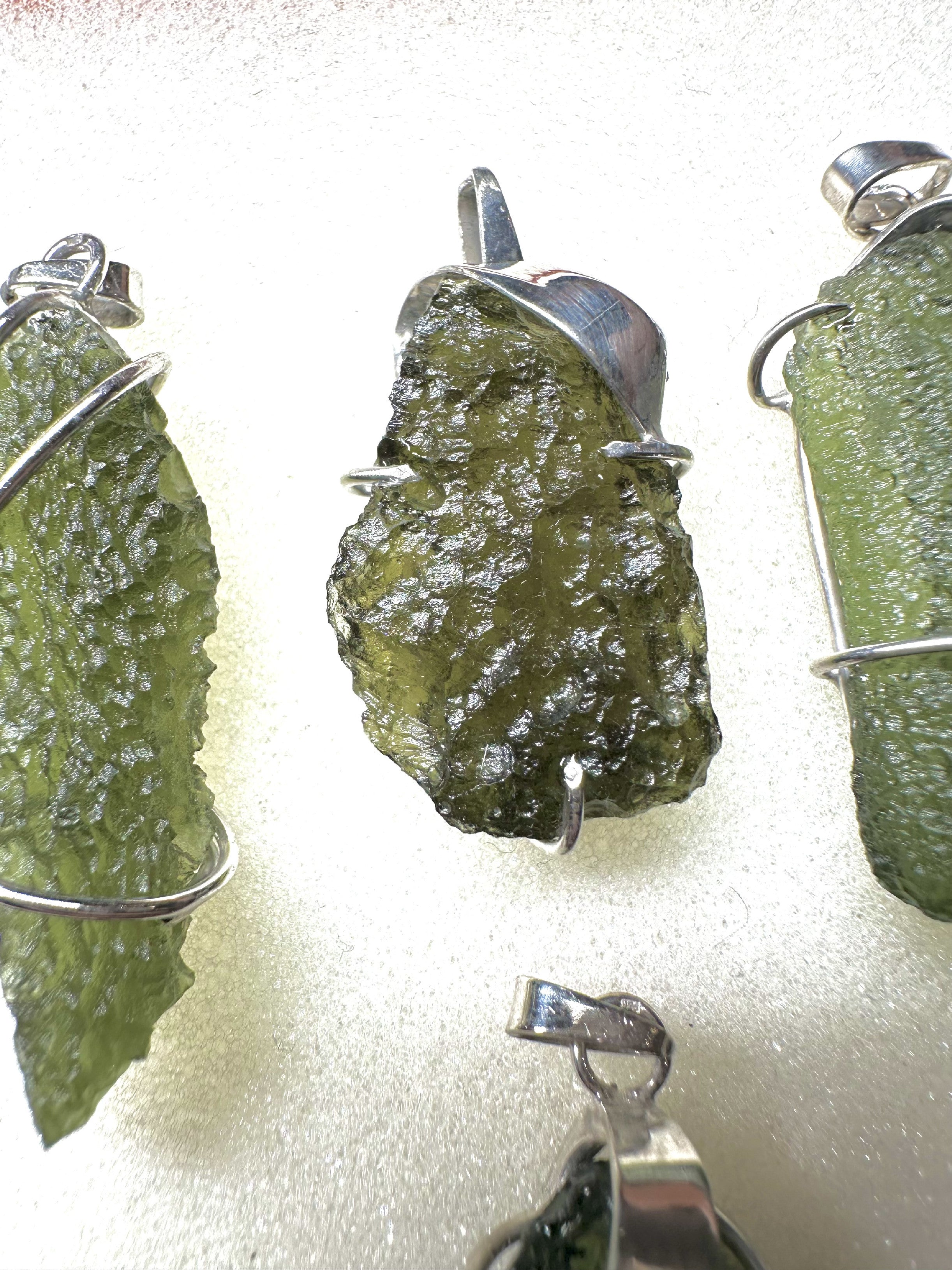 Silver moldavite pendants 9 pieces - SPERKY1