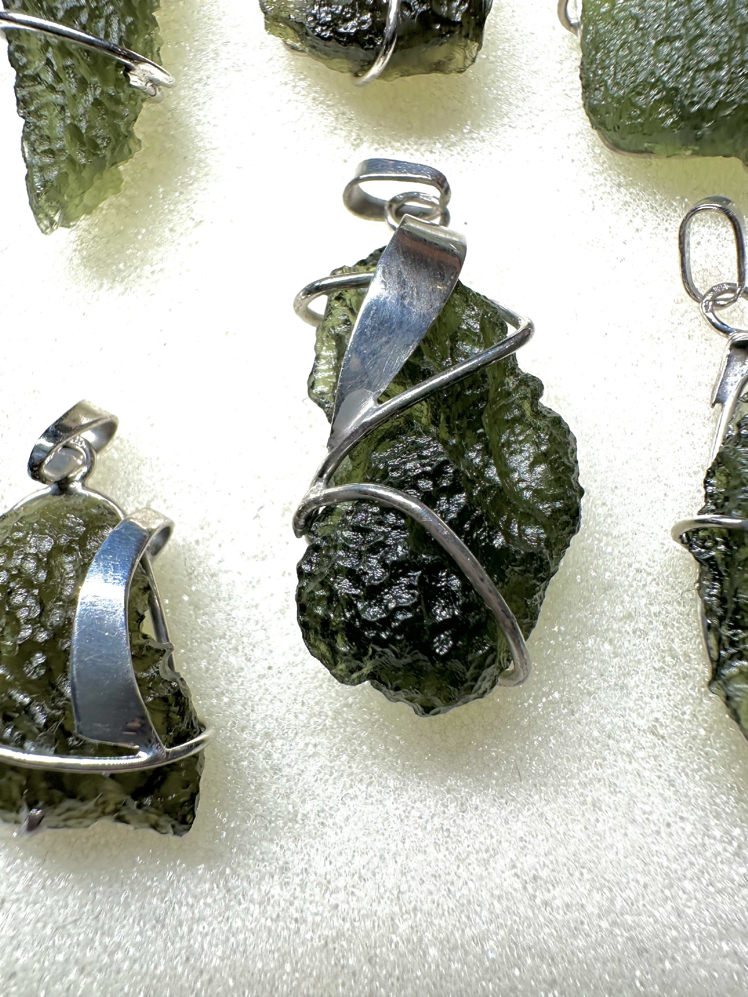 Silver moldavite pendants 9 pieces - SPERKY1